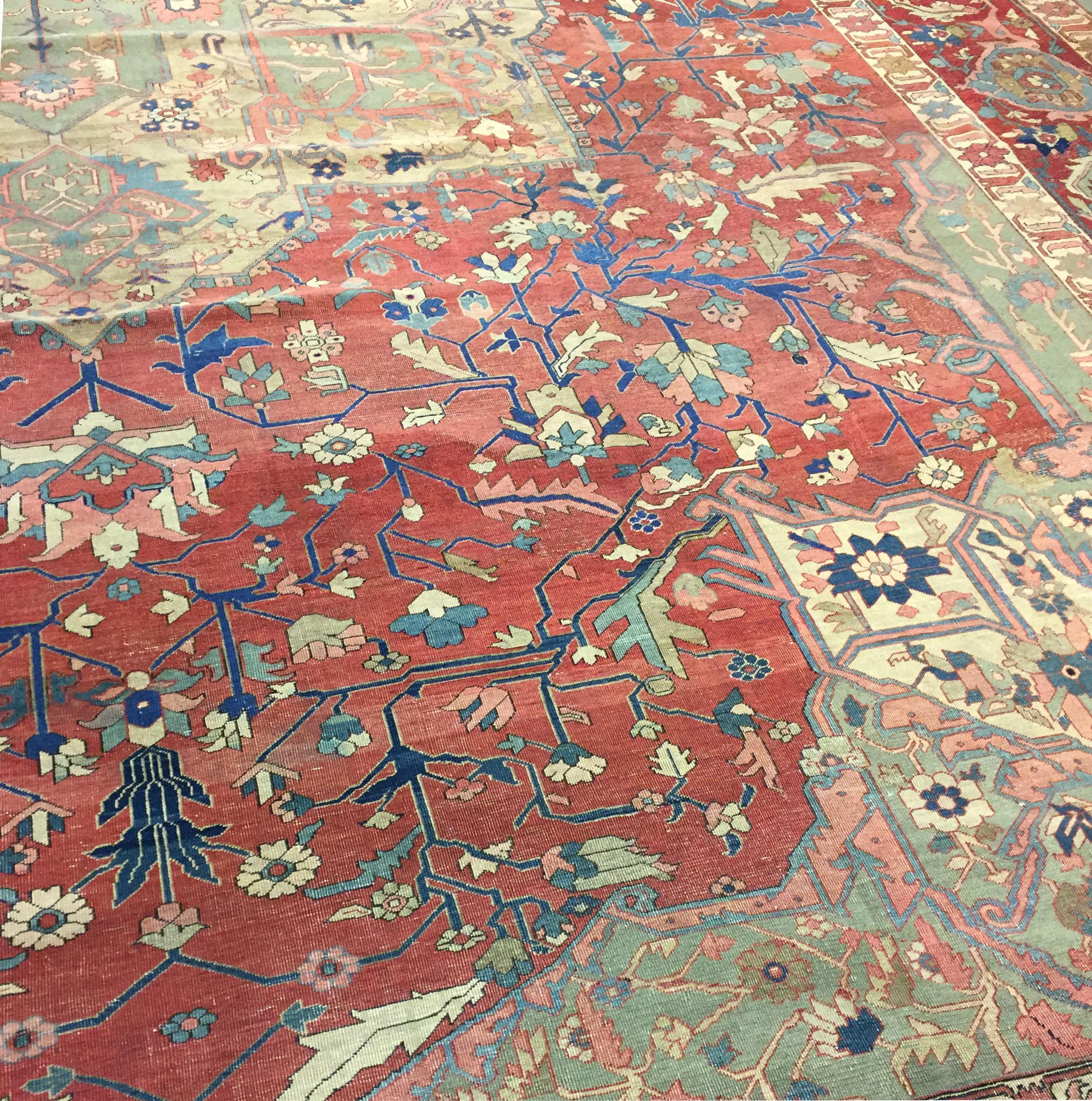 Antiker persischer Heriz-Serapi-Teppich in Übergröße  14'6 x 20'10 im Angebot 1