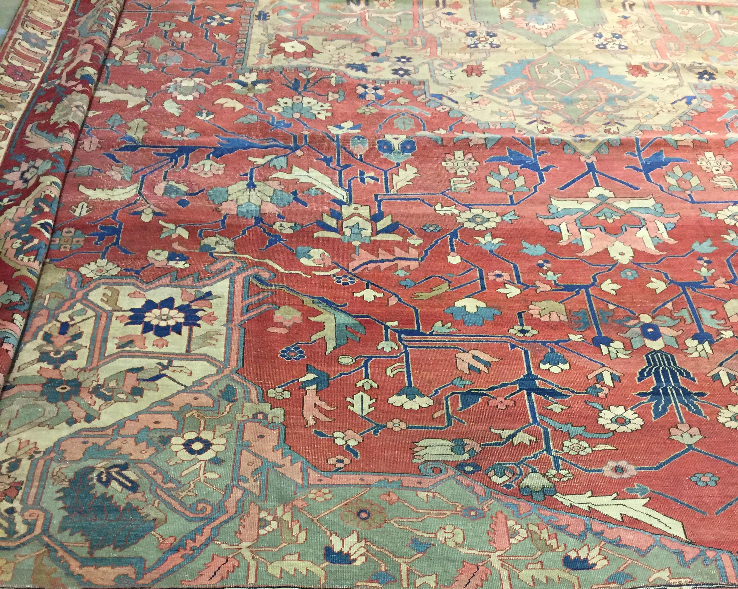 Antiker persischer Heriz-Serapi-Teppich in Übergröße  14'6 x 20'10 im Angebot 2