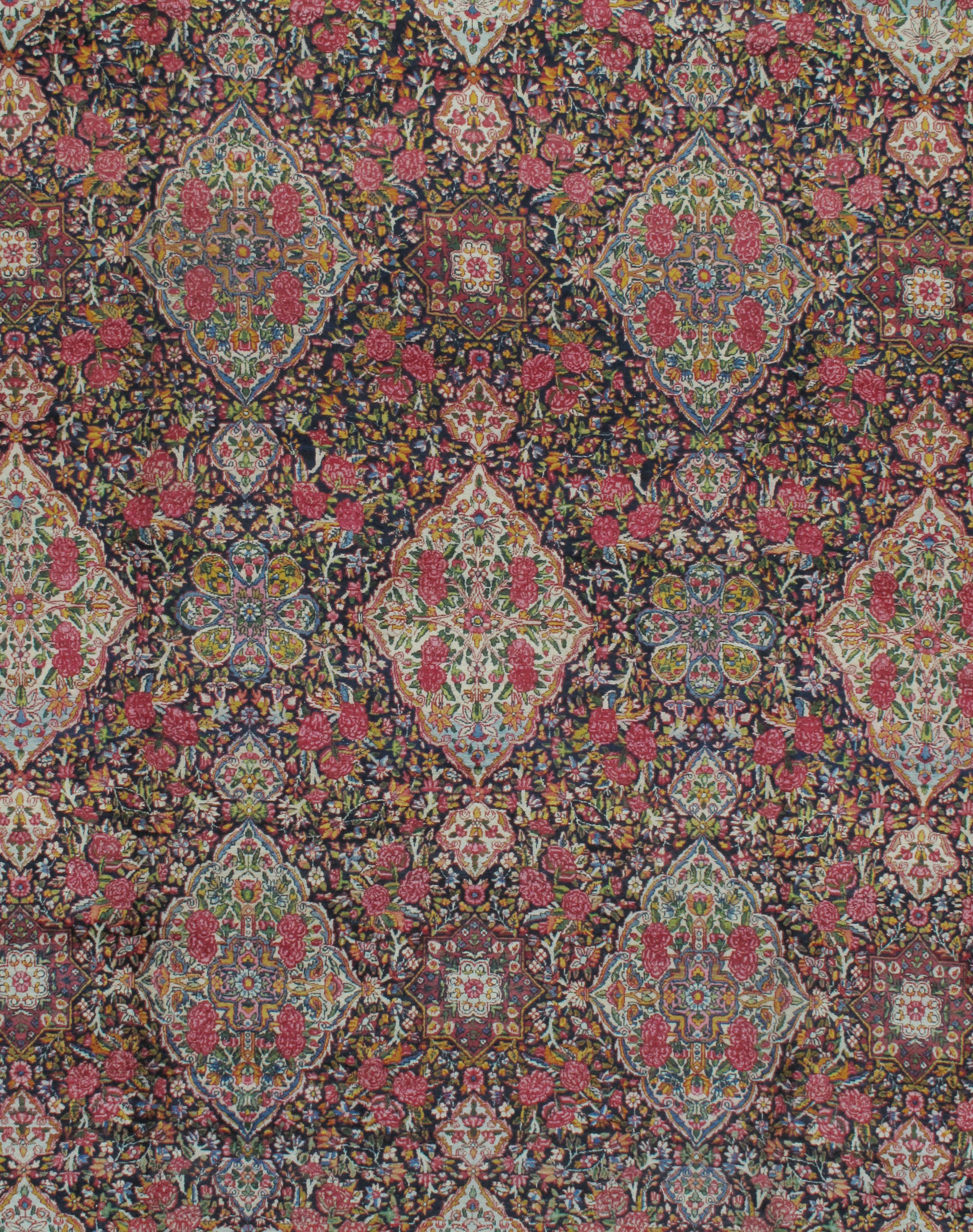 Antique Oversize Persian Kerman Millefleur Rug, circa 1900, 13u0027 x 
