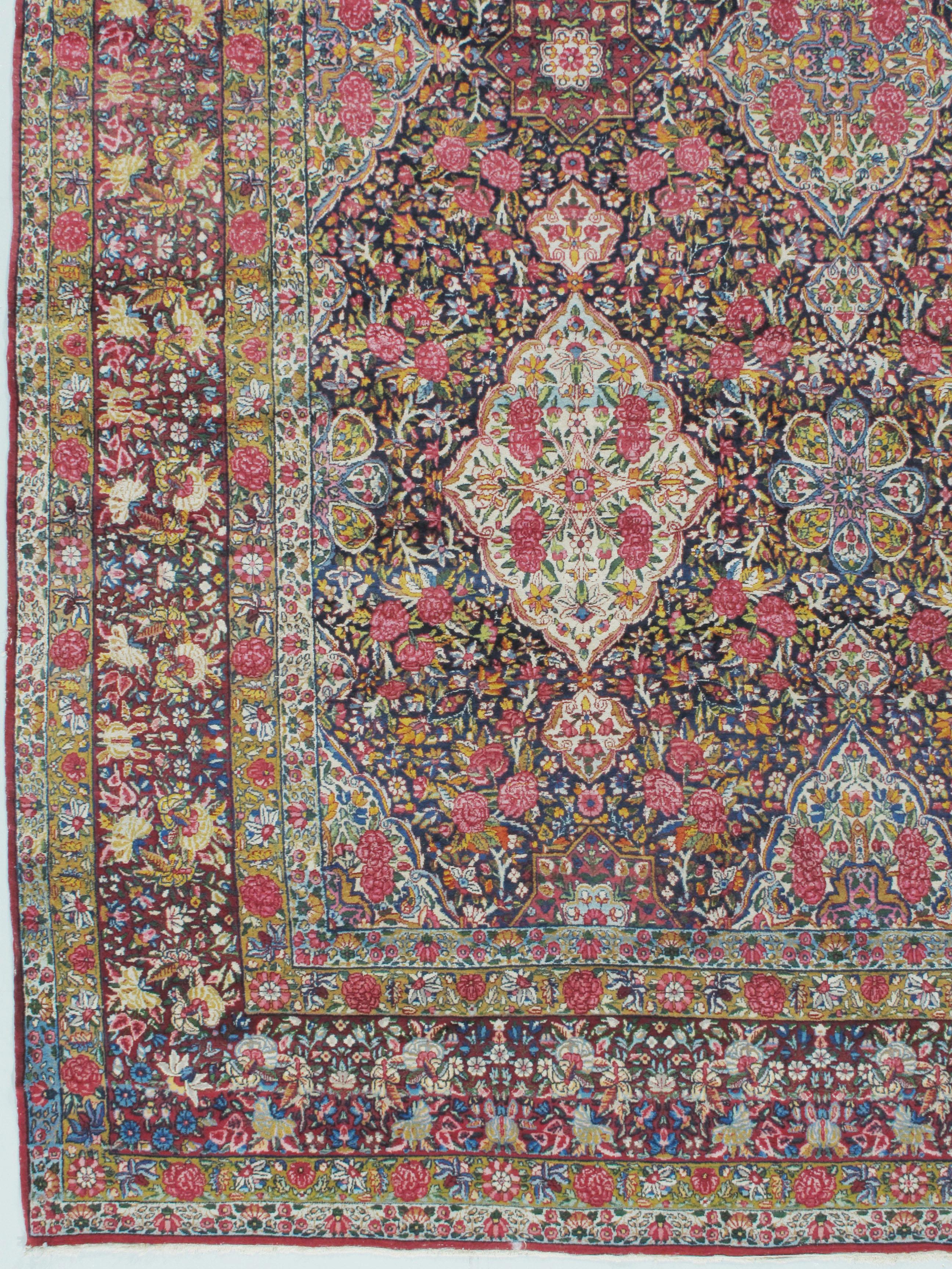 Antique Oversize Persian Kerman Millefleur Rug, circa 1900, 13u0027 x 