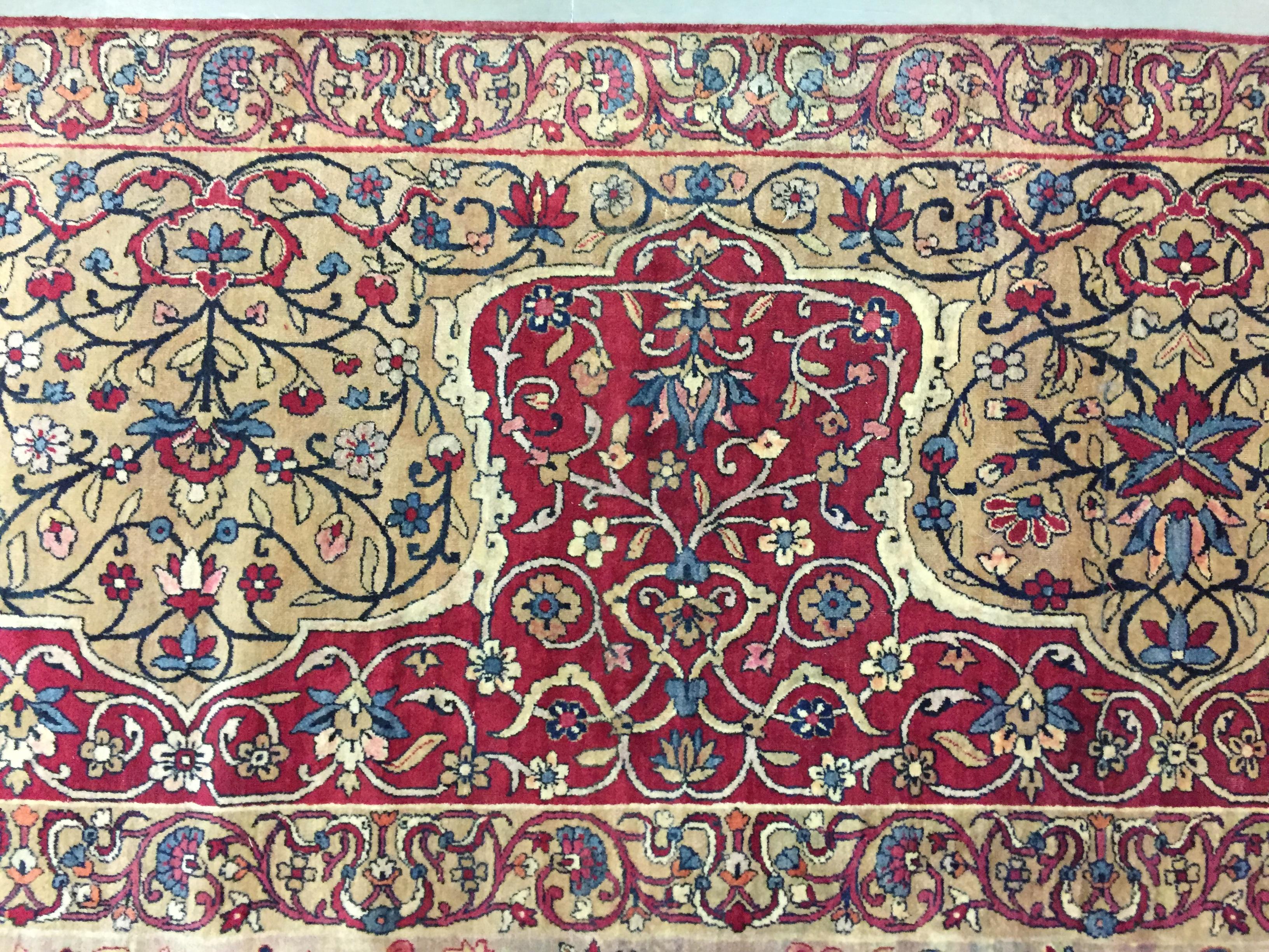 Antique Oversize Persian Kerman Rug Carpet, 16'4 x 21'4 In Good Condition For Sale In New York, NY
