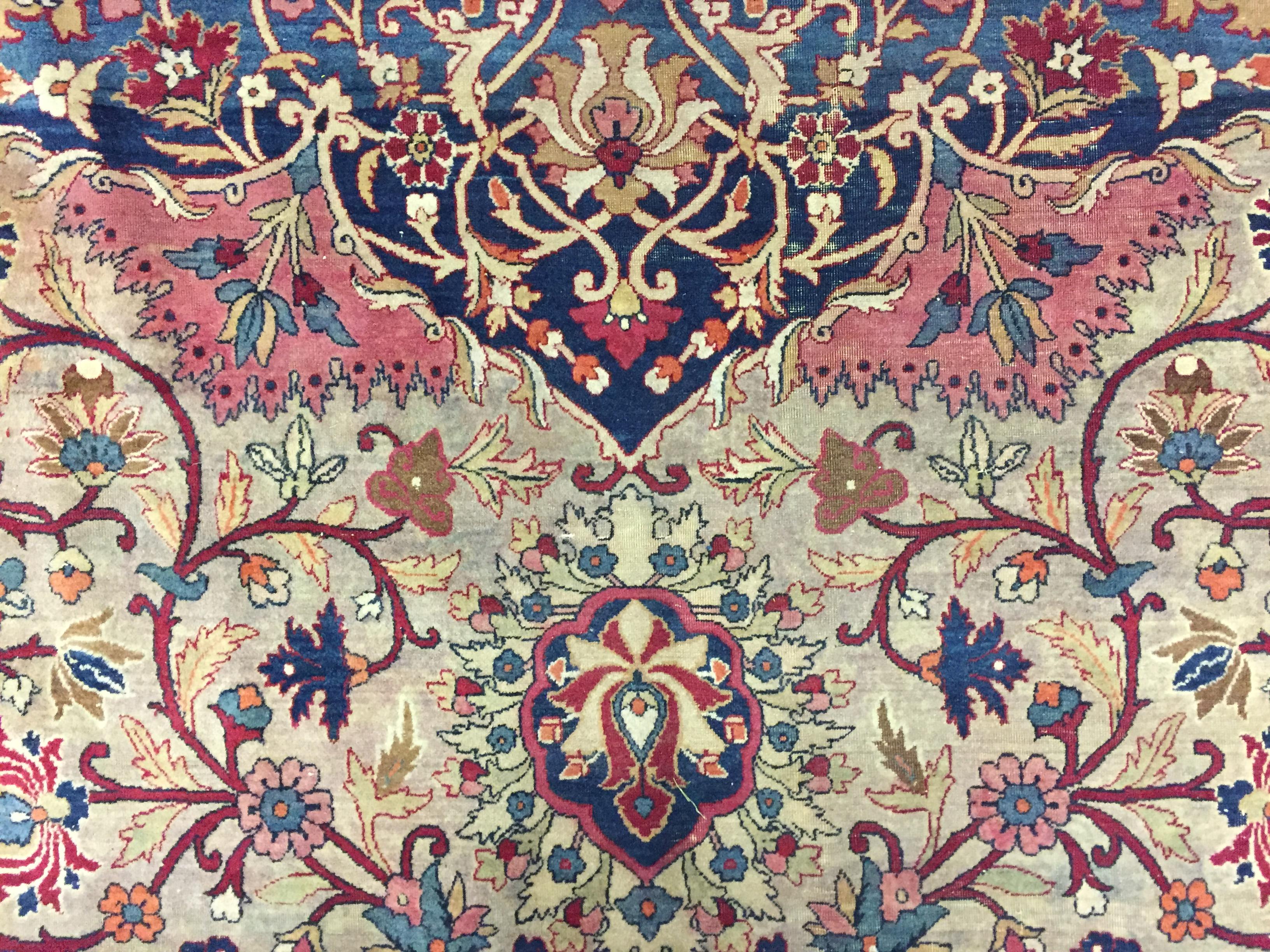 Wool Antique Oversize Persian Kerman Rug Carpet, 16'4 x 21'4 For Sale