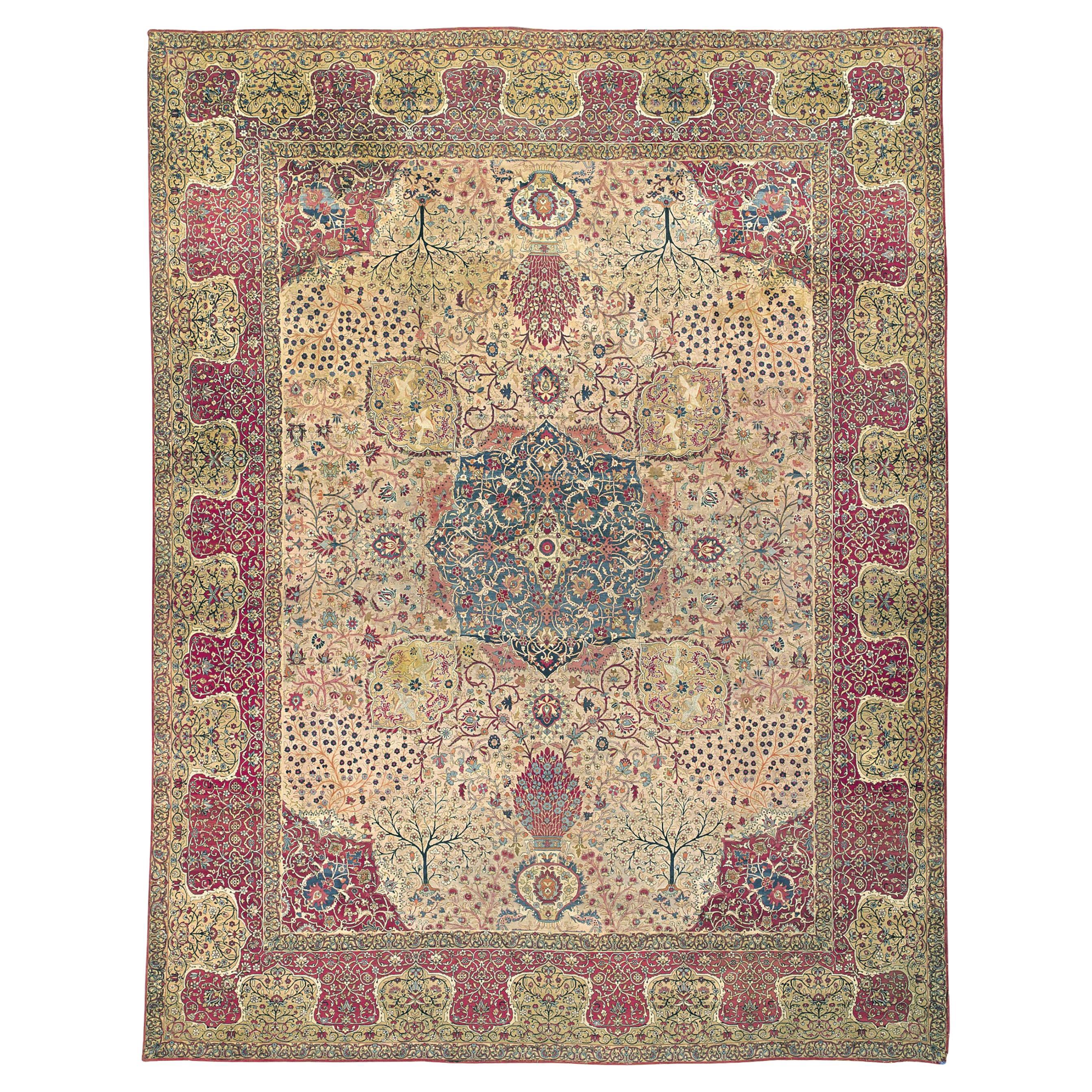 Tapis ancien surdimensionné persan Kerman, 16'4 x 21'4 en vente