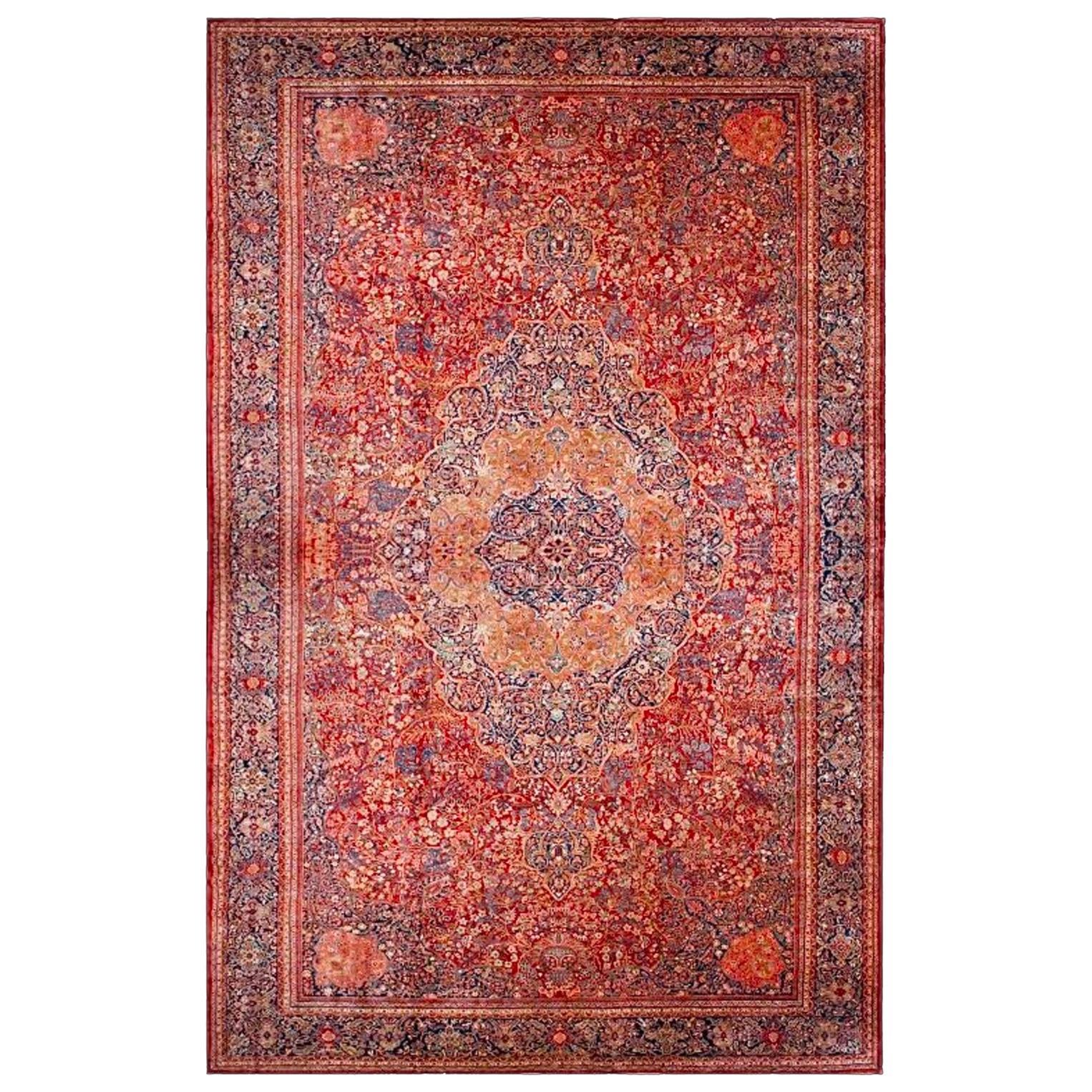 Antiker persischer roter Farahan-Sarouk-Teppich in Übergröße, um 1880-1900