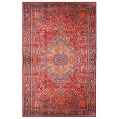 Antico tappeto persiano oversize rosso Sarouk Farahan, 1880-1900 circa