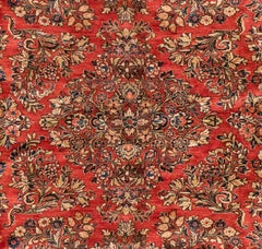 Antique Large Oversize Persian Red Floral Sarouk Rug, c. 1920s