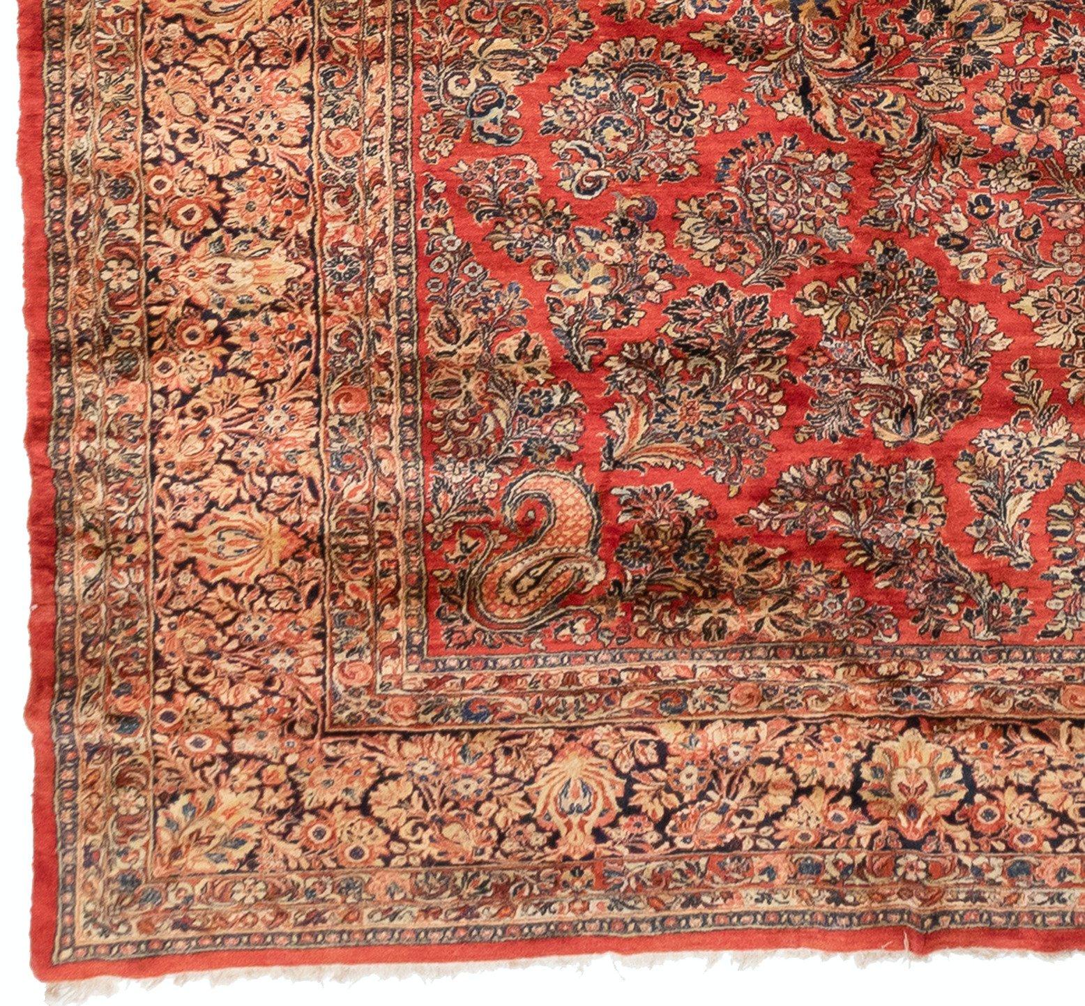 Sarouk Farahan Antique Large Oversize Persian Red Floral Sarouk Rug, c. 1920s For Sale