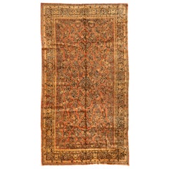 Antique Oversize Persian Rose Gold Floral Sarouk Rug, circa 1920s