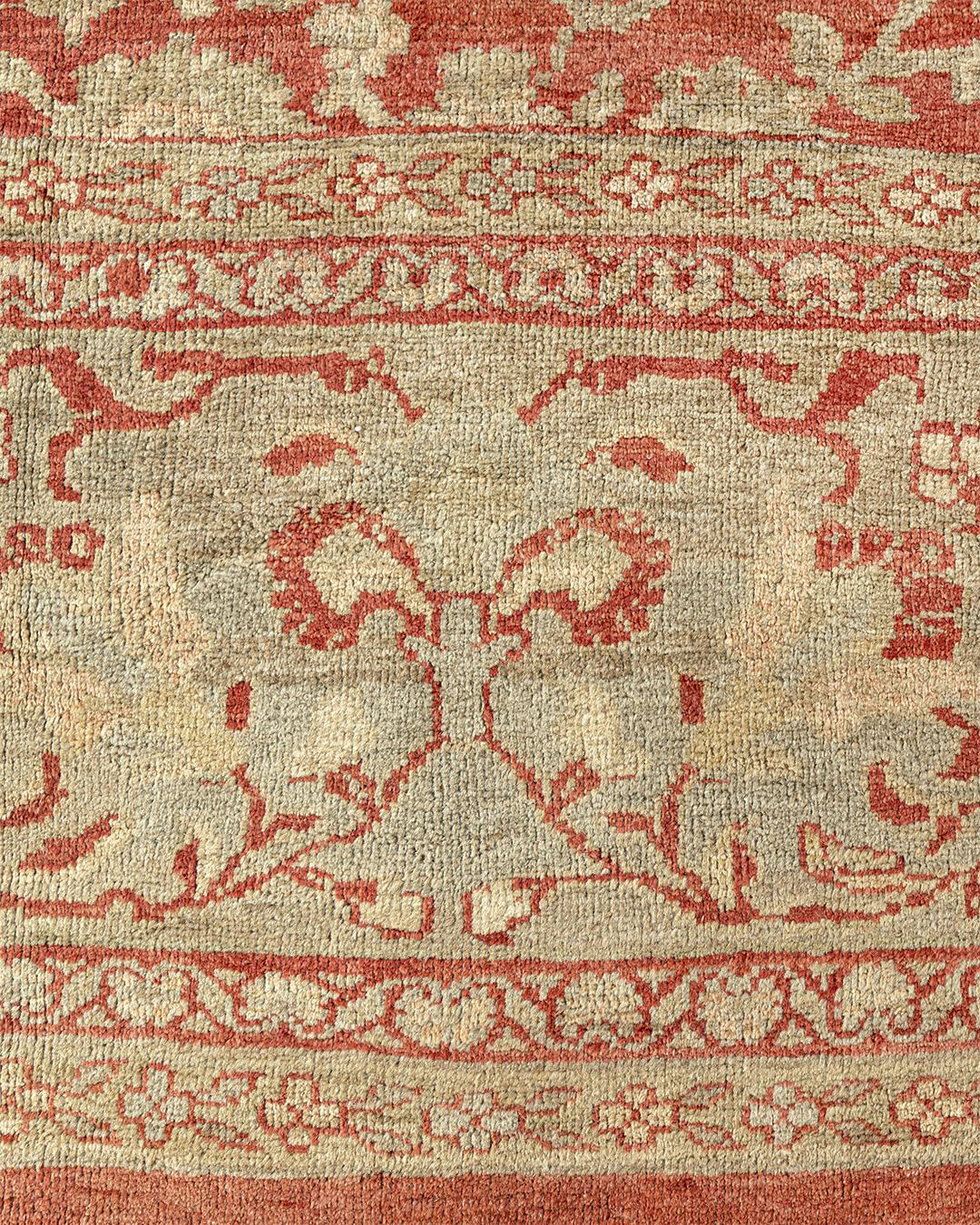 Antique oversize Persian terracotta Sultanabad rug, circa 1880. Size 17'6 x 23'9. This is a village carpet? Well, a rather large one, not your usual scatter 4 x 6 or room size 9 x 12. Sultanabad carpets were woven in the Arak/Markazi province,