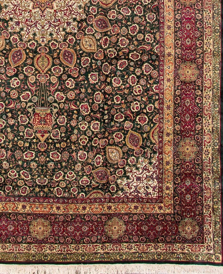 Antique Oversize Red and Green Fine Persian Tabriz Rug For Sale at 1stDibs