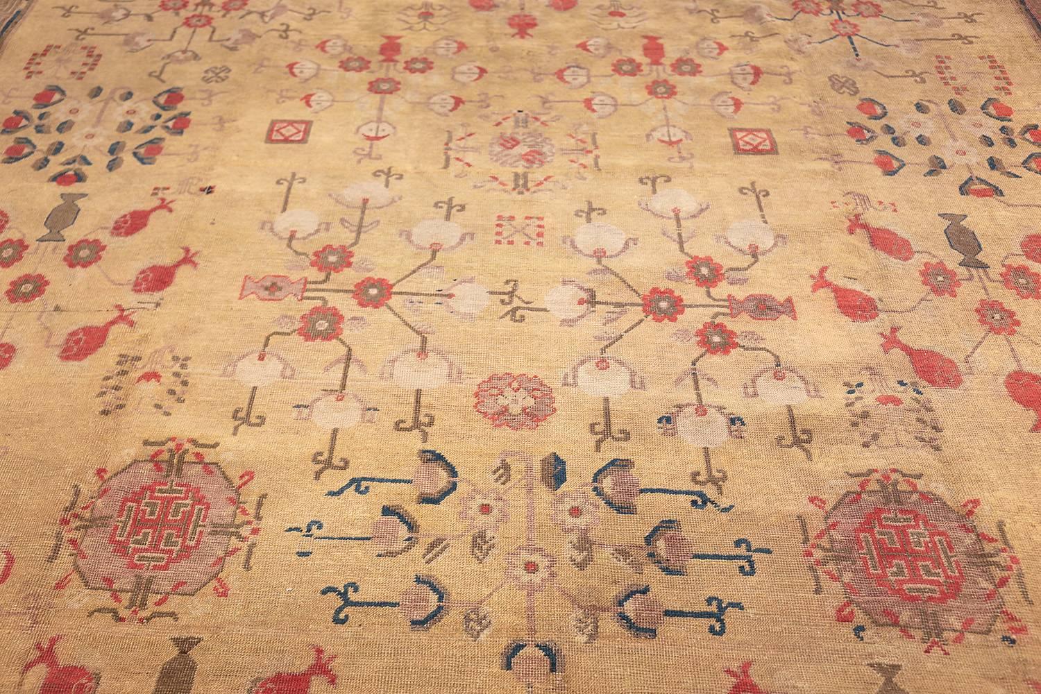 Antique Oversize Samarkand Pomegranate Design Khotan Rug 3
