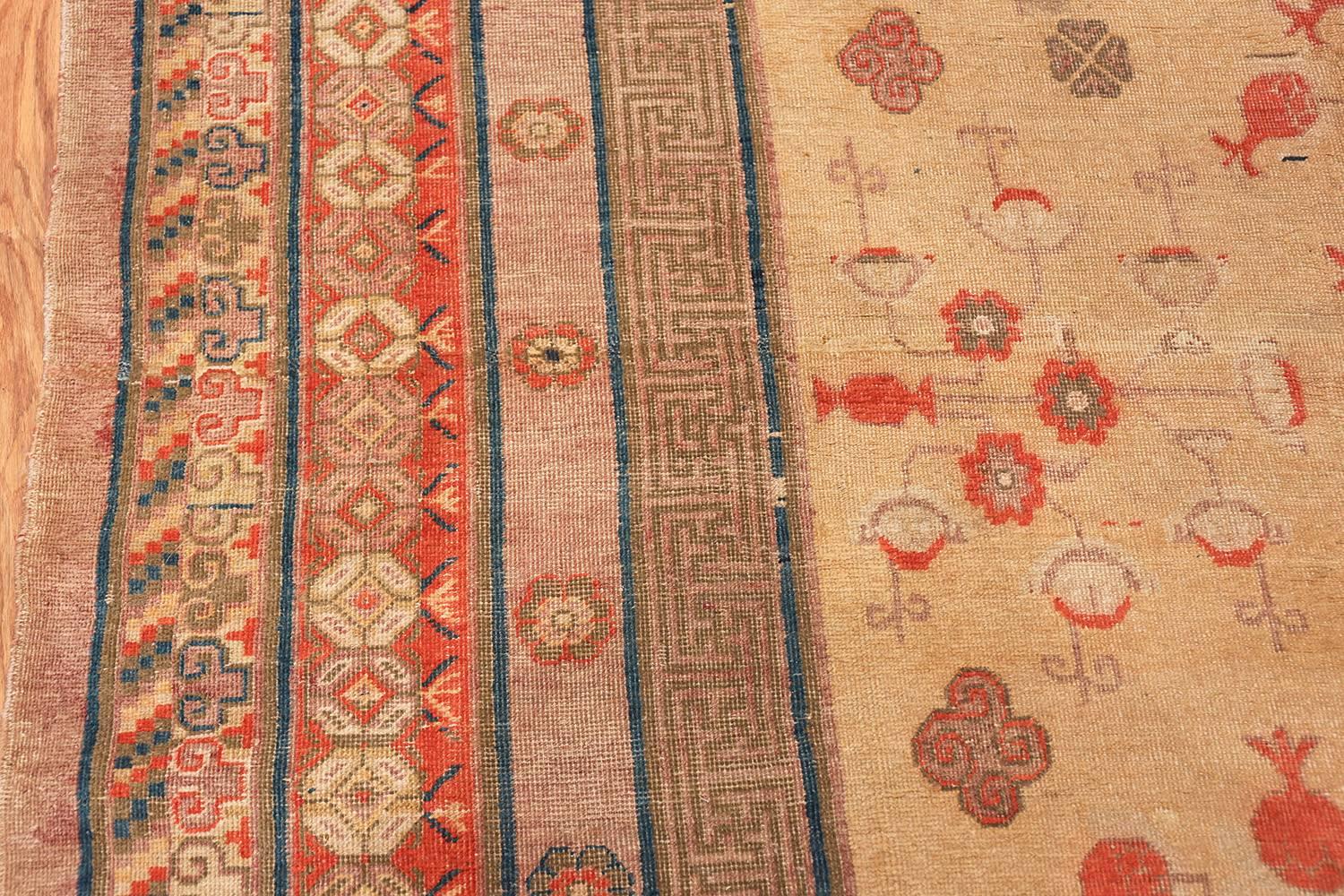 Antique Oversize Samarkand Pomegranate Design Khotan Rug 5