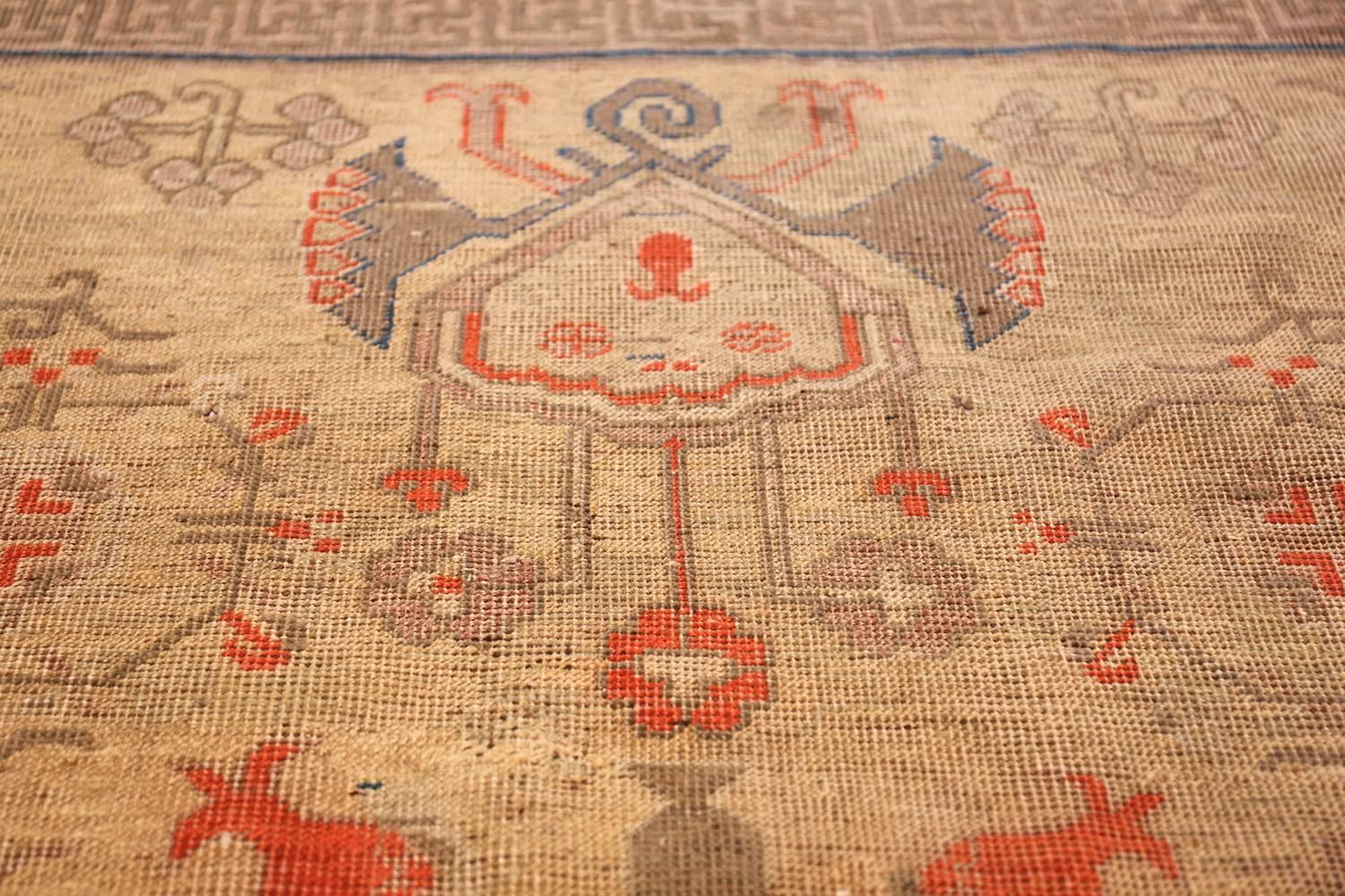 Hand-Knotted Antique Oversize Samarkand Pomegranate Design Khotan Rug