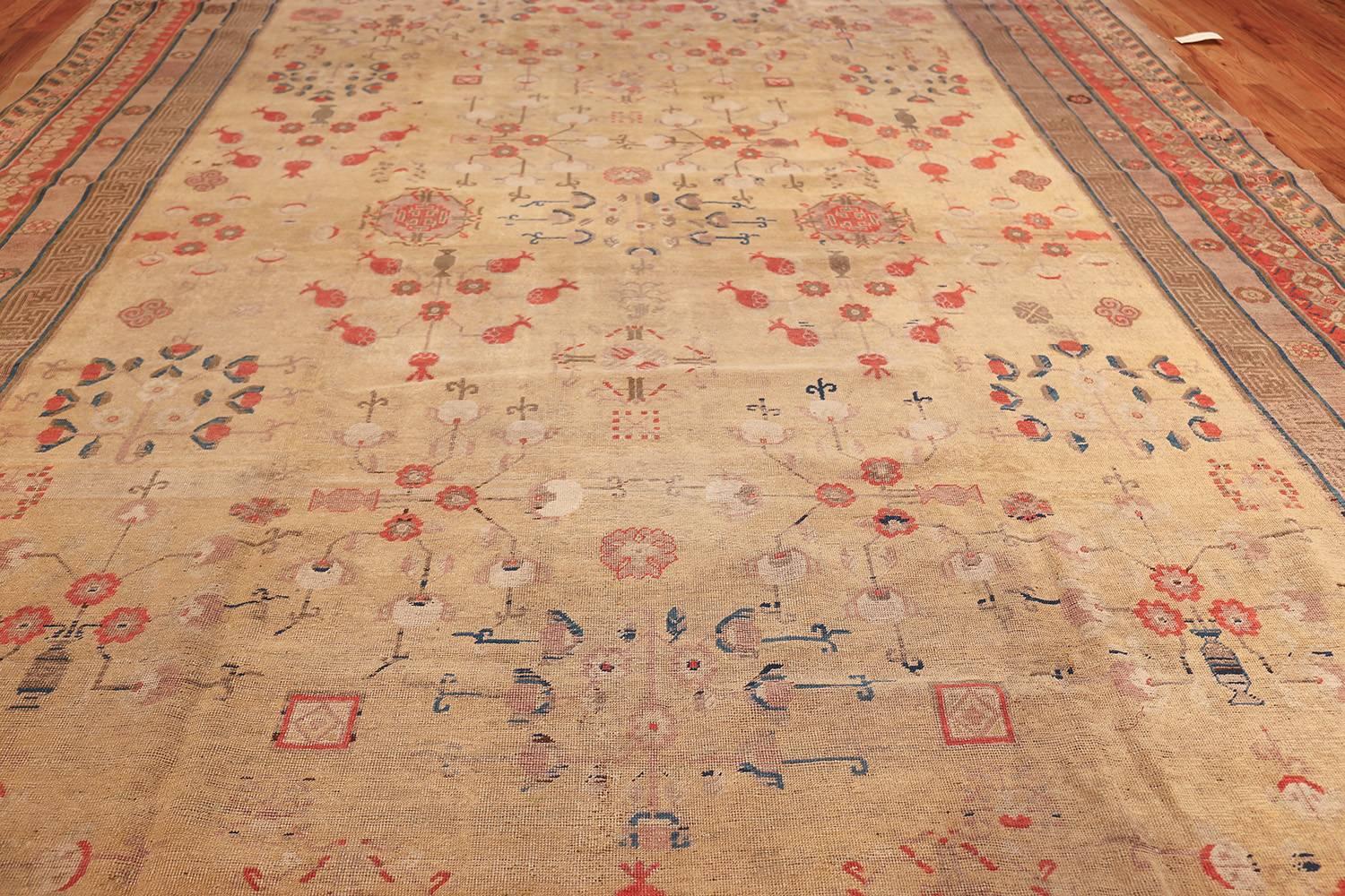 Antique Oversize Samarkand Pomegranate Design Khotan Rug In Good Condition In New York, NY