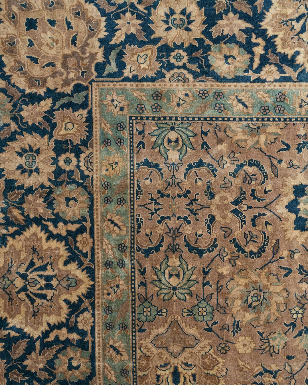 Antiker übergroßer Tan Indo Kirman Teppich, 14'7 x 23'9 im Angebot 4