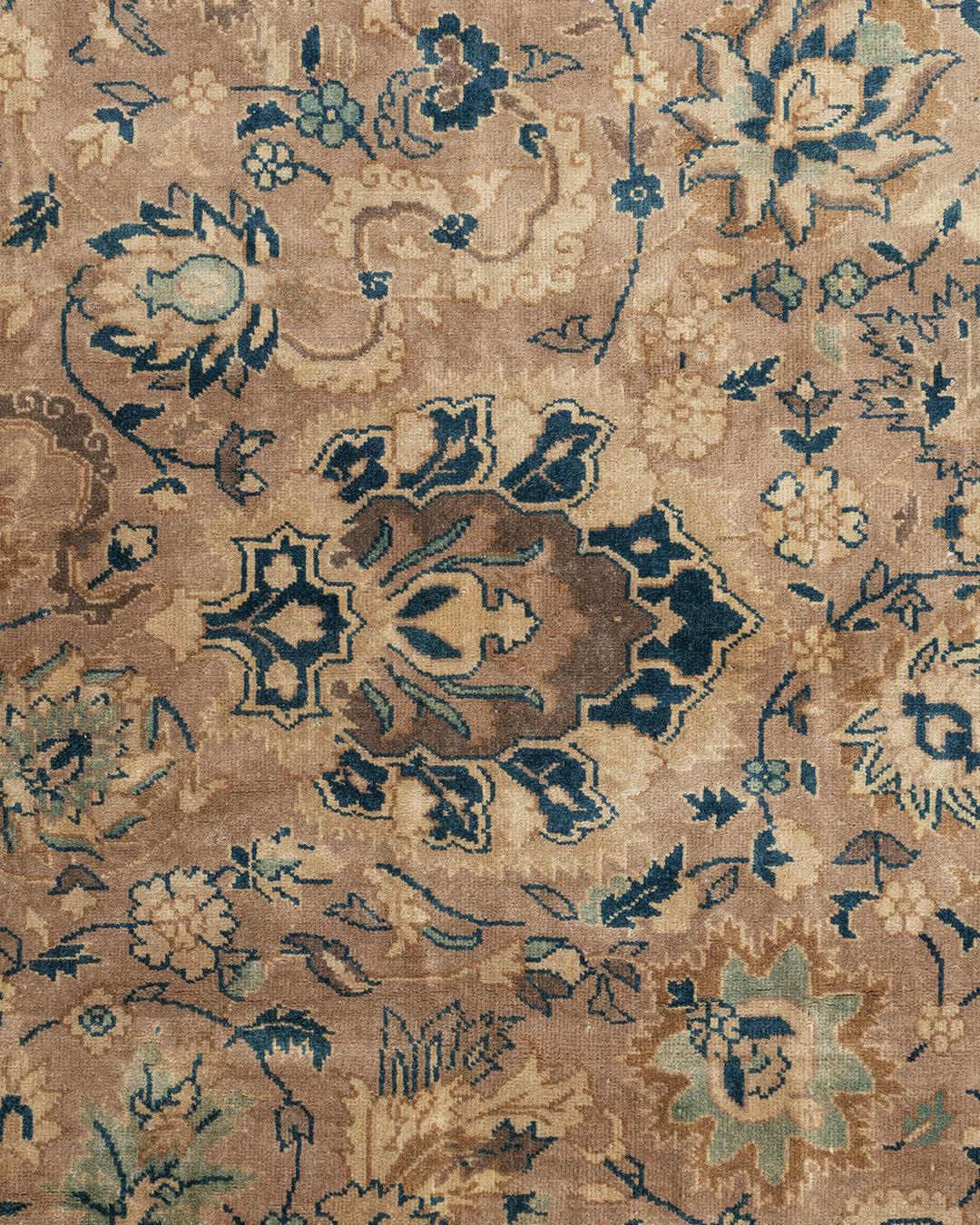 Antiker übergroßer Tan Indo Kirman Teppich, 14'7 x 23'9 (Handgeknüpft) im Angebot