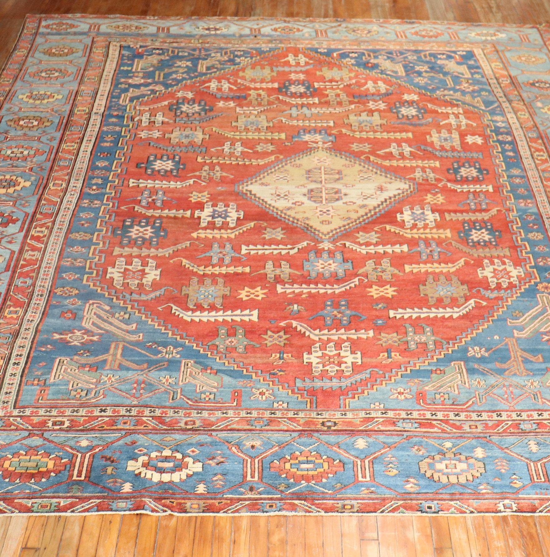 Hand-Knotted Antique Oversize Tribal Persian Bakshaish Rug For Sale