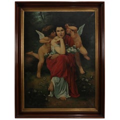 Antique Oversized Allegorical Oil on Canvas Old Master Painting Signed Toti