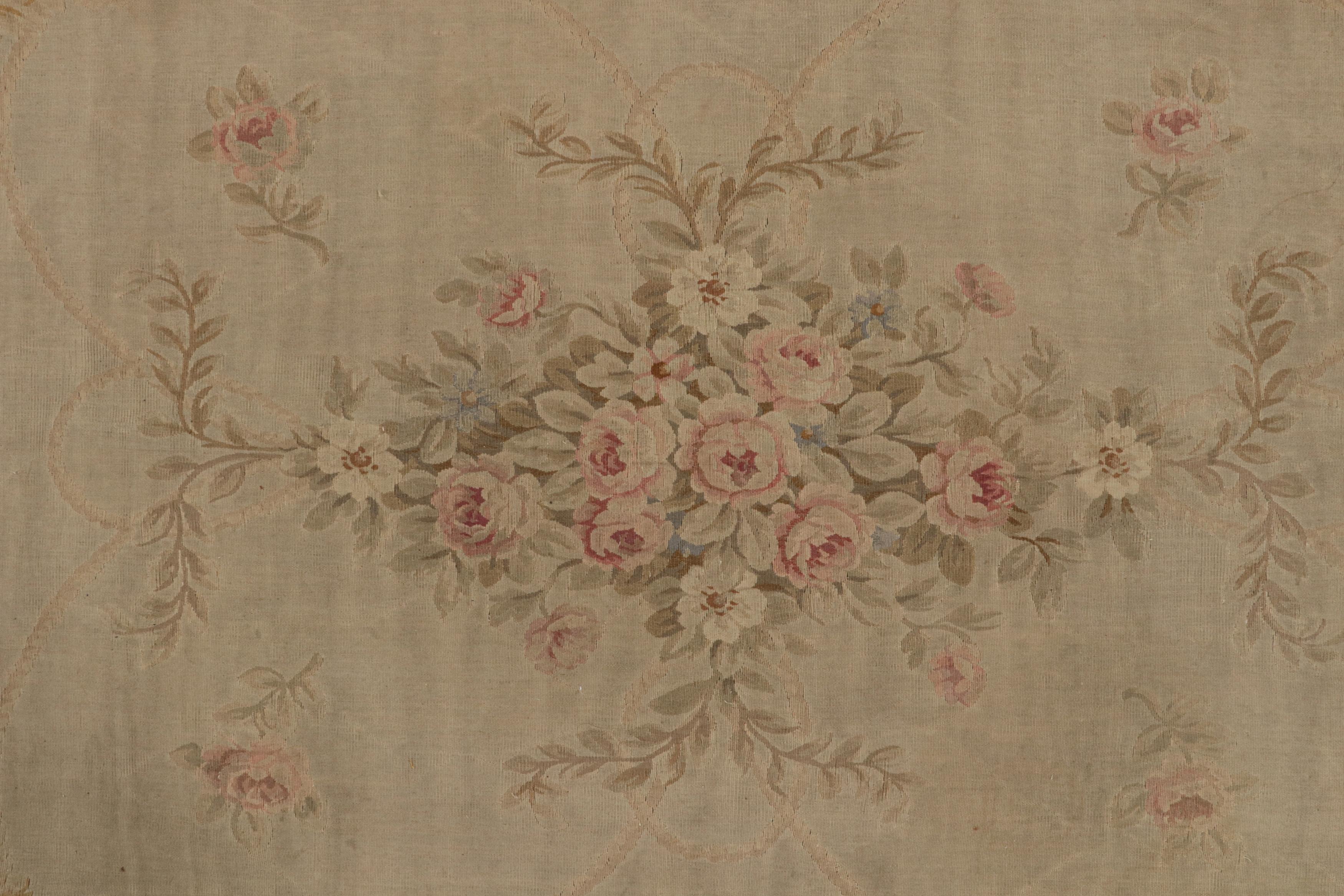 Late 19th Century Antique Oversized Aubusson Flatweave Runner in Taupe For Sale