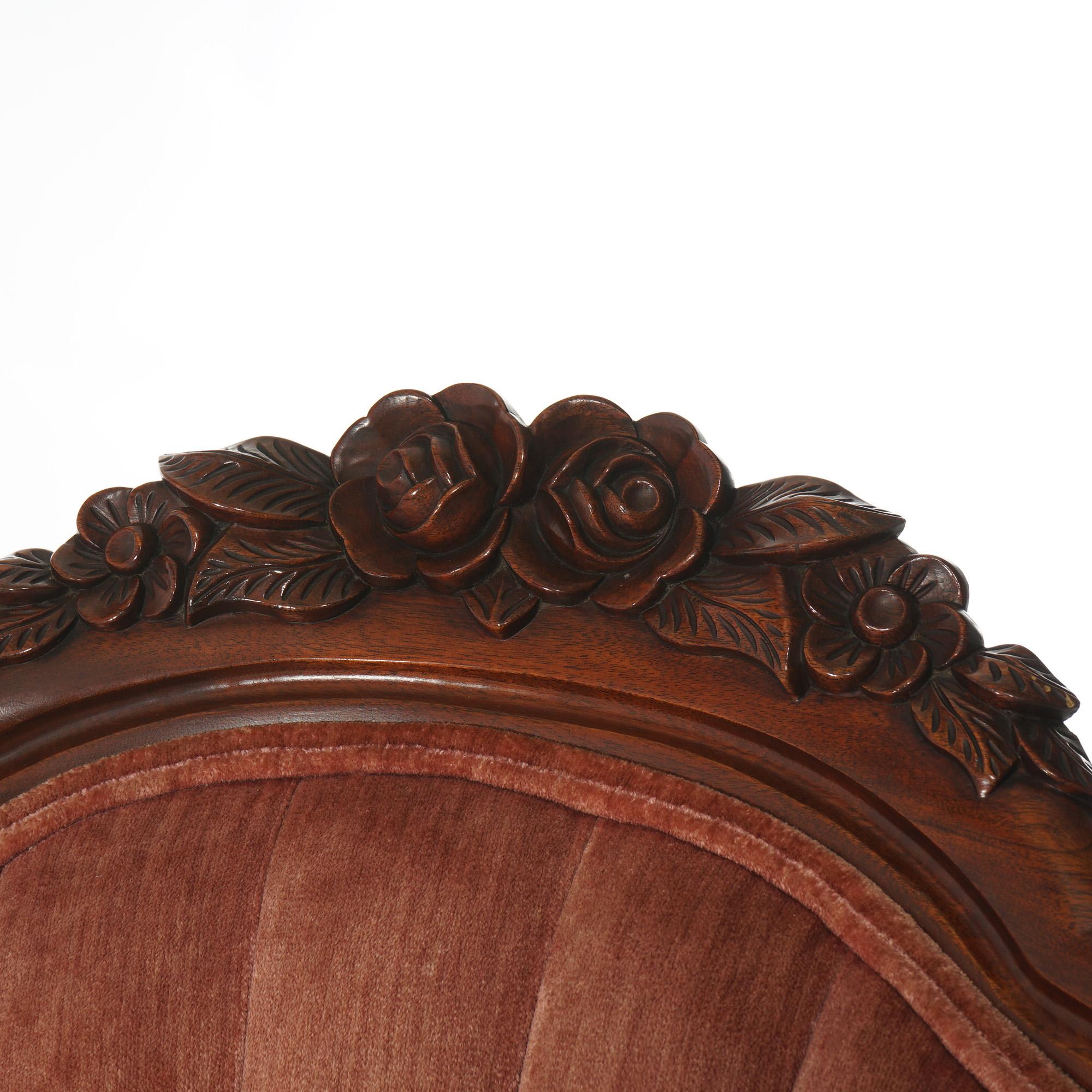 Antique Oversized Carved Walnut Armchair with Carved Floral Elements C1890 For Sale 4