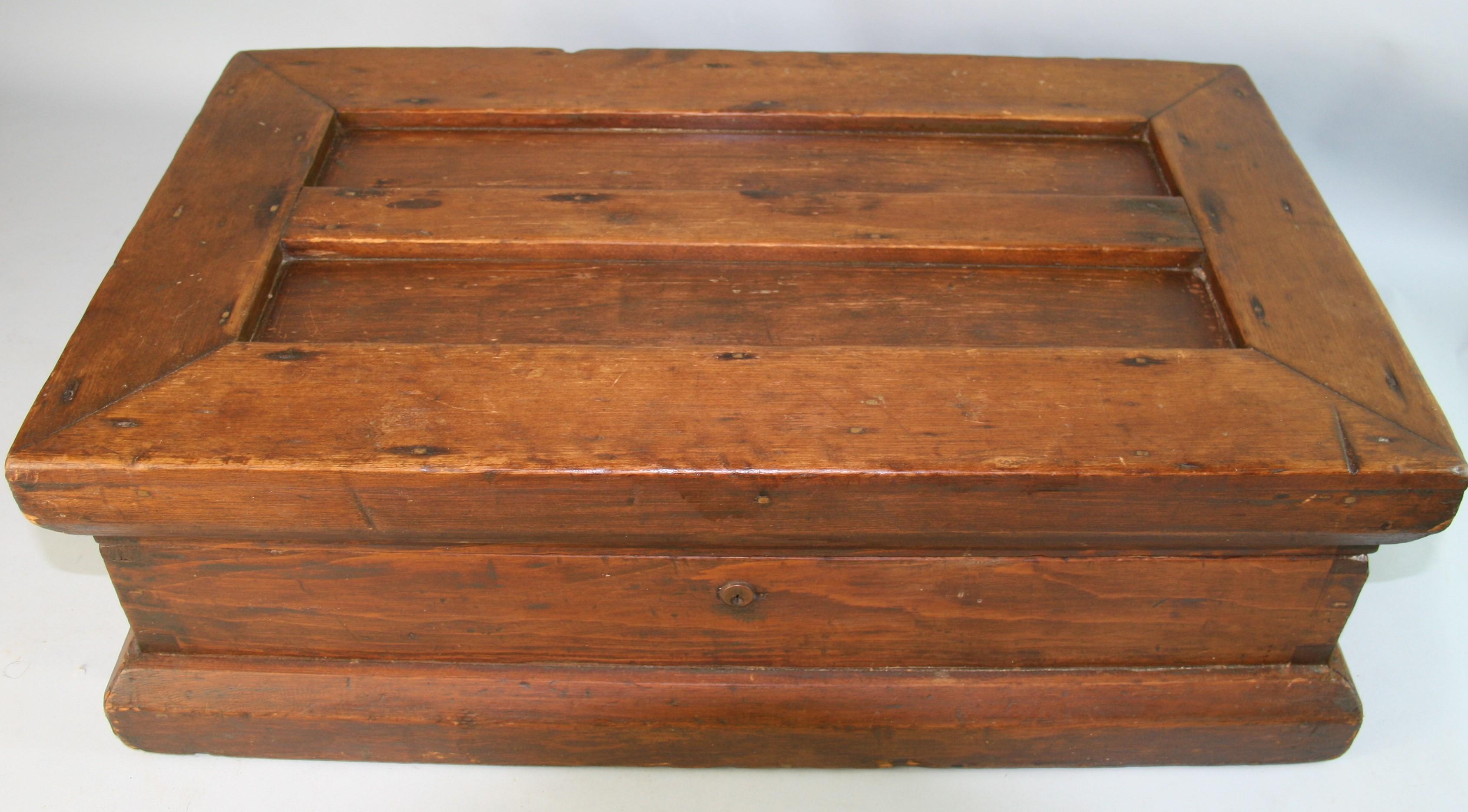 Antique Oversized Cash /Storage Box 1850's In Fair Condition For Sale In Douglas Manor, NY