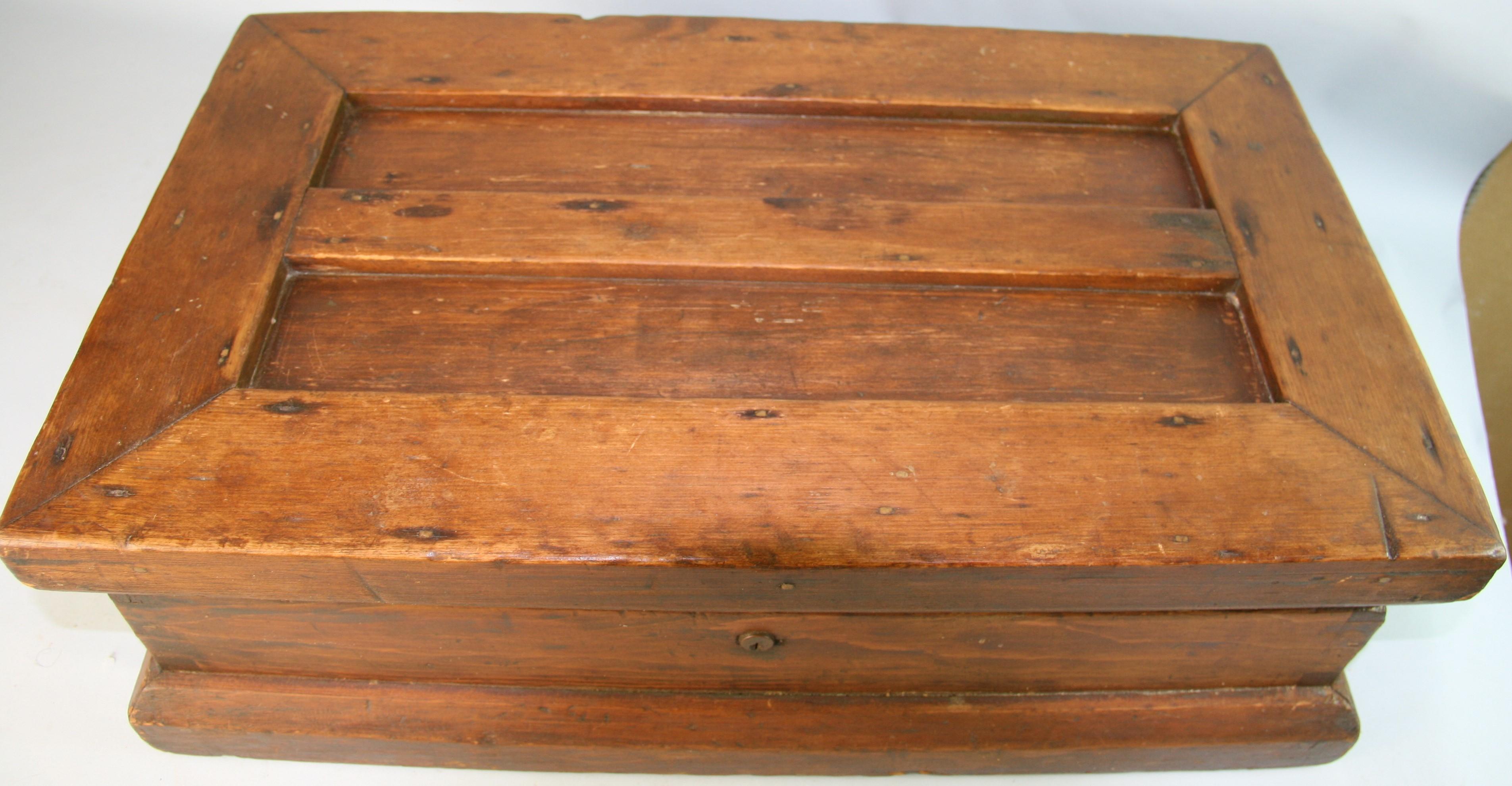 Hardwood Antique Oversized Cash /Storage Box 1850's For Sale
