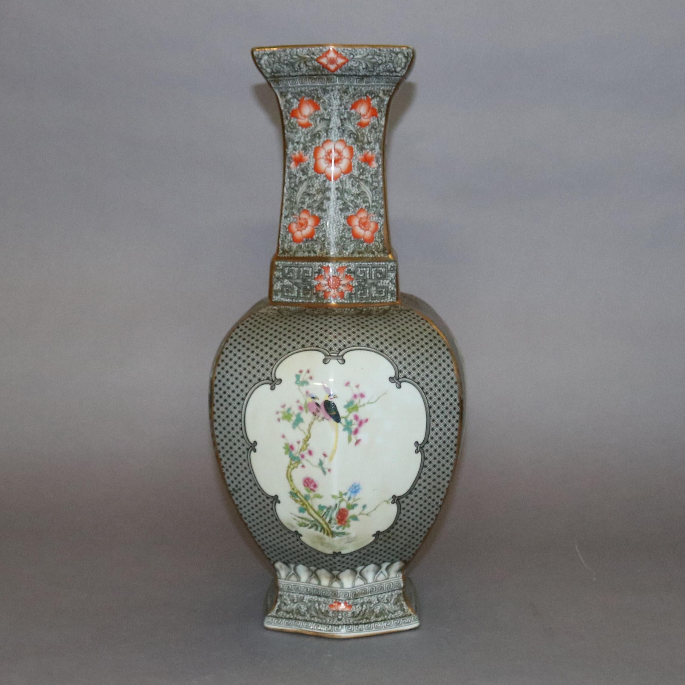 Antique Oversized Chinese Export Hand Painted Porcelain Vase, 19th Century 4
