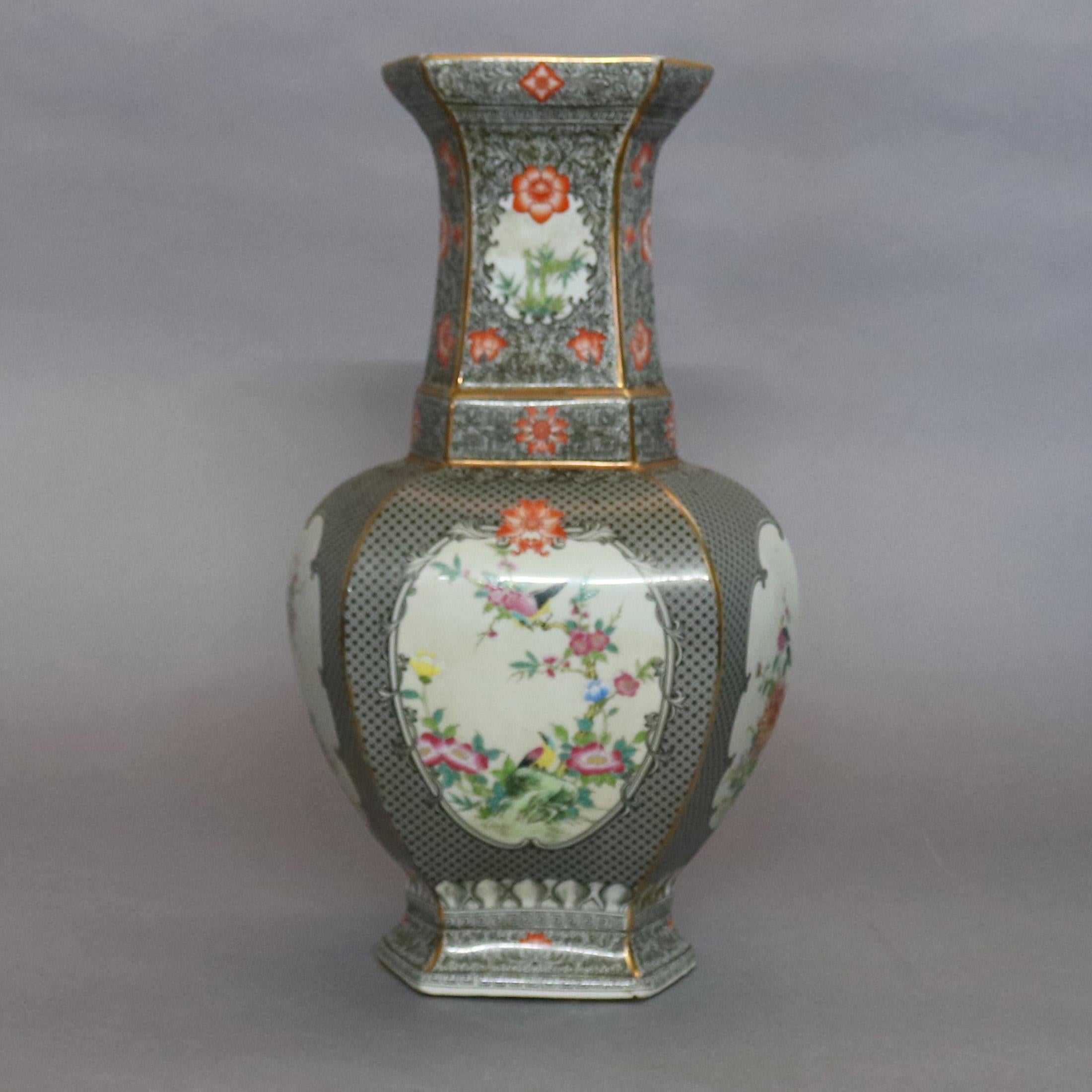 Antique Oversized Chinese Export Hand Painted Porcelain Vase, 19th Century 6