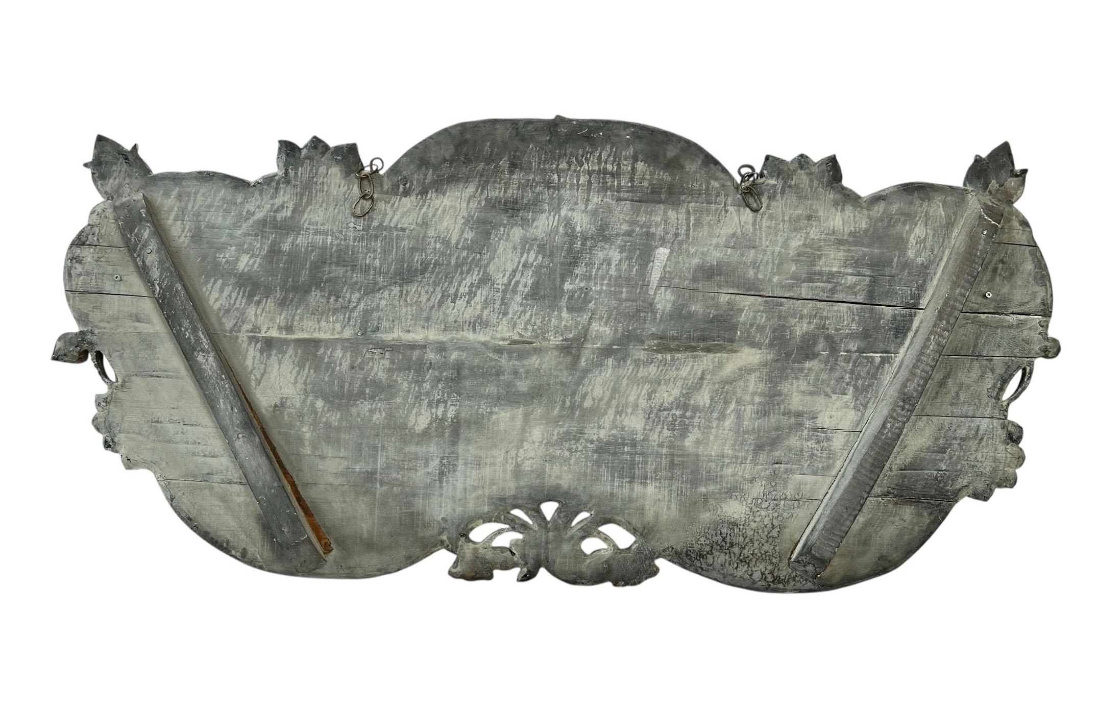 Antique Oversized Chinese Hand Carved Signboard with Lotus and Bat Motifs, Circa For Sale 6