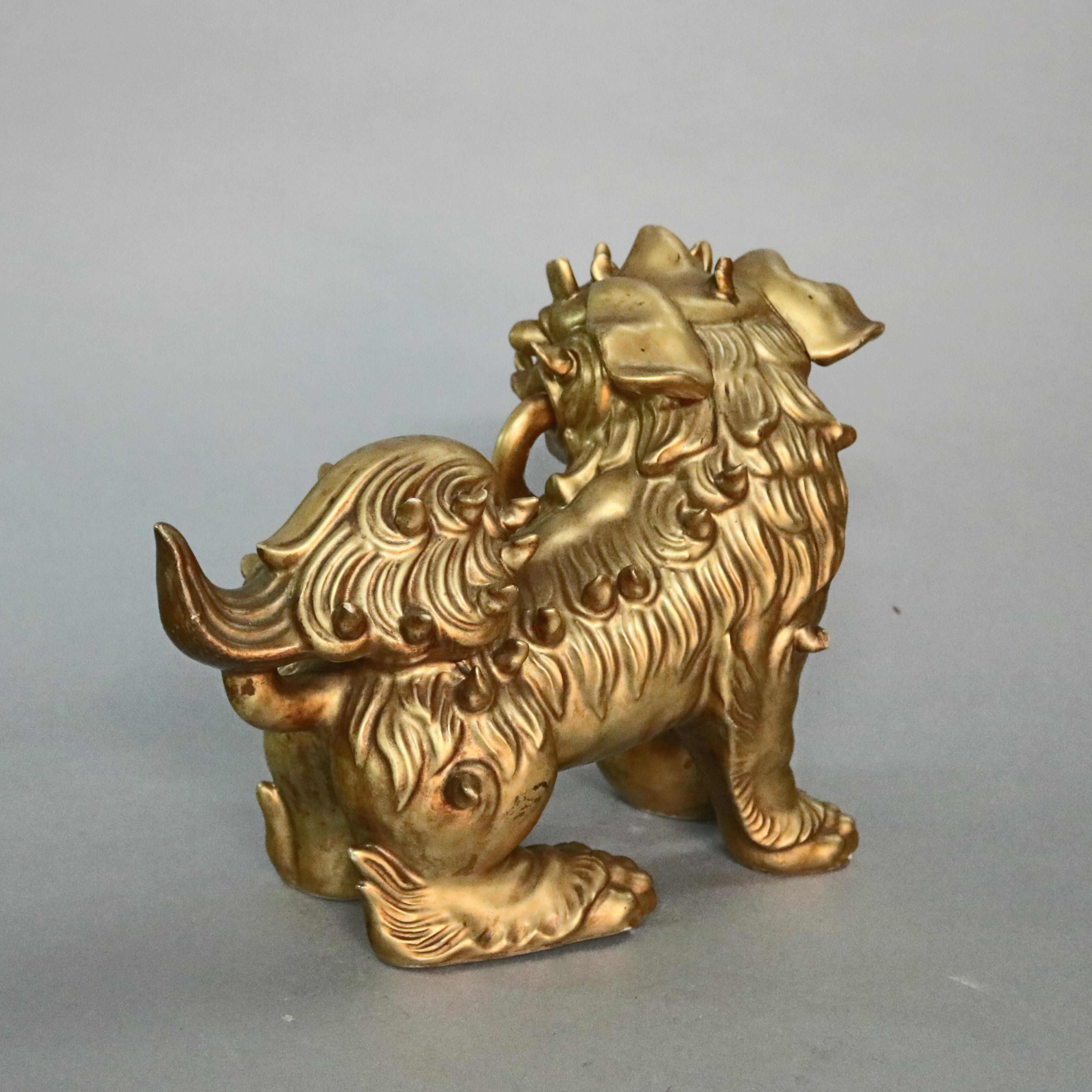 Antique Oversized Chinese Qing Dynasty Gilt Porcelain Foo Dog, 19th Century 3