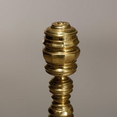 Antique Oversized Chippendale Brass Beehive Balustrade Fireplace Andirons