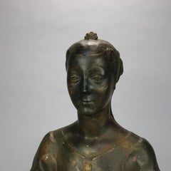 Antique Buste de femme en plâtre classique surdimensionné:: circa 1890
