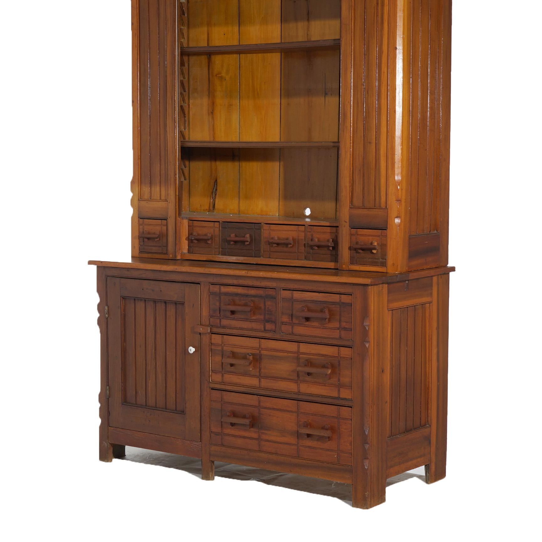 Wood Antique Oversized Country Store Cabinet, C1900 For Sale