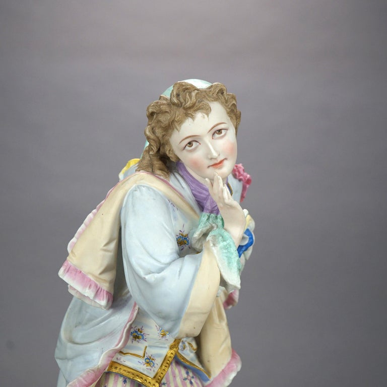 Antique Oversized English Chelsea Bisque Porcelain Figure of a Young Man, 19th C For Sale 1