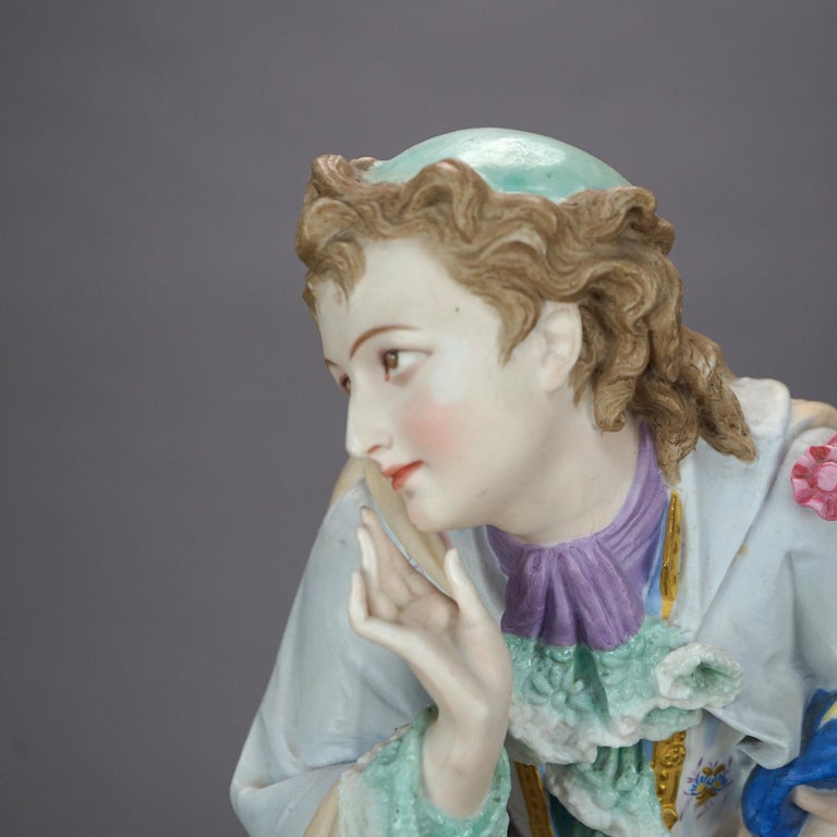 Antique Oversized English Chelsea Bisque Porcelain Figure of a Young Man, 19th C For Sale 2
