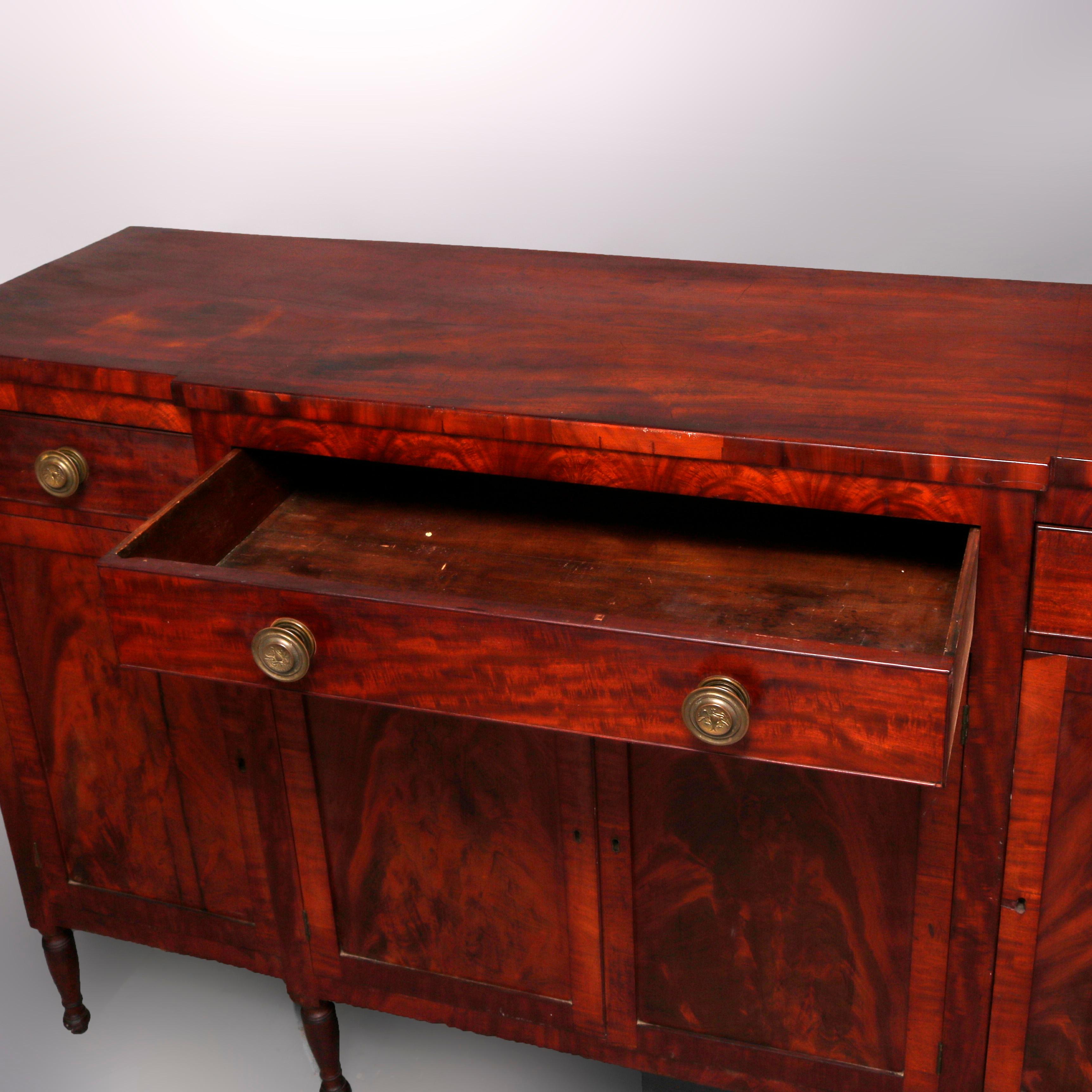 19th Century Antique Oversized Federal Sheraton Flame Mahogany Sideboard, circa 1820