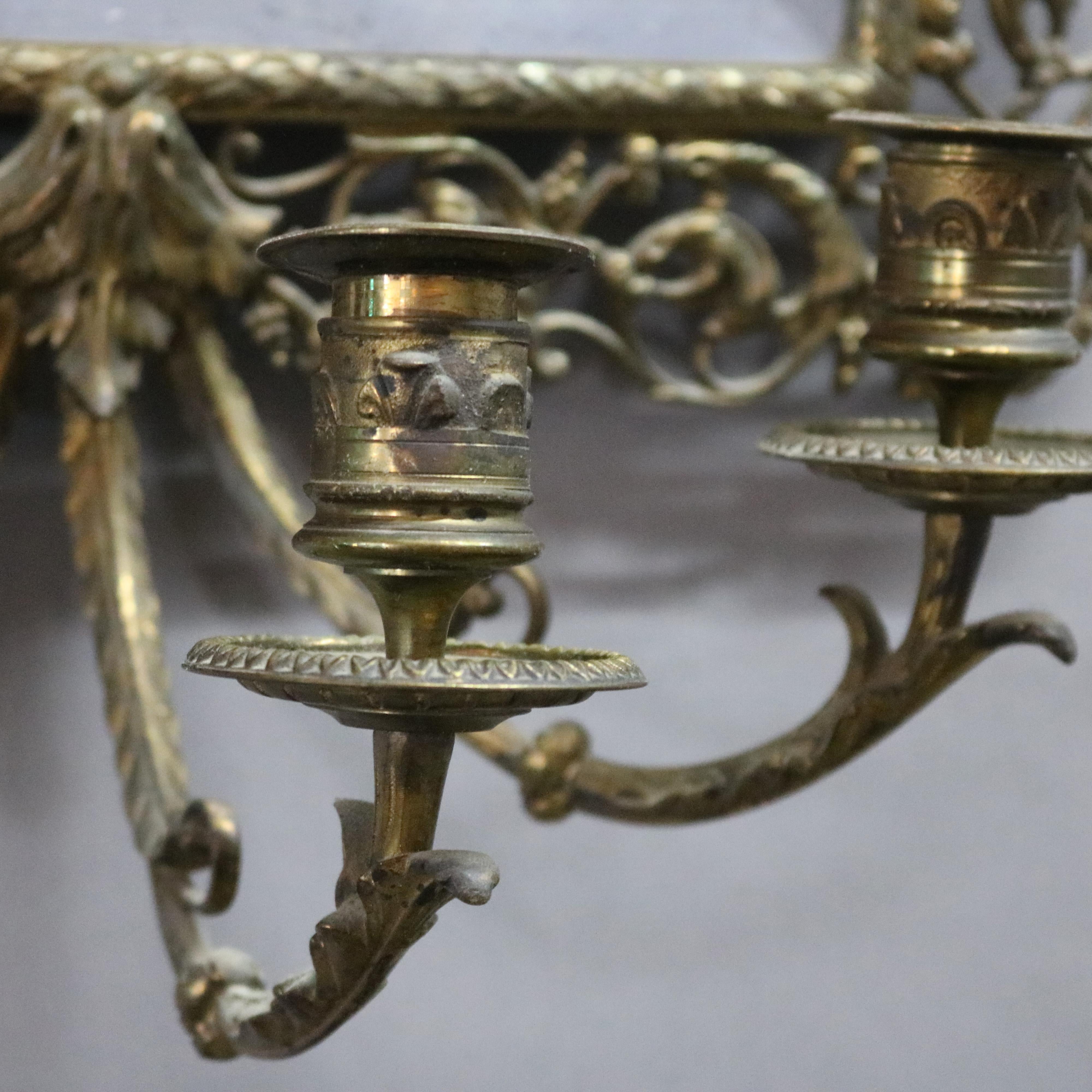 Antique Oversized Figural Bronze Baroque Mirrored Candle Wall Sconces circa 1890 2