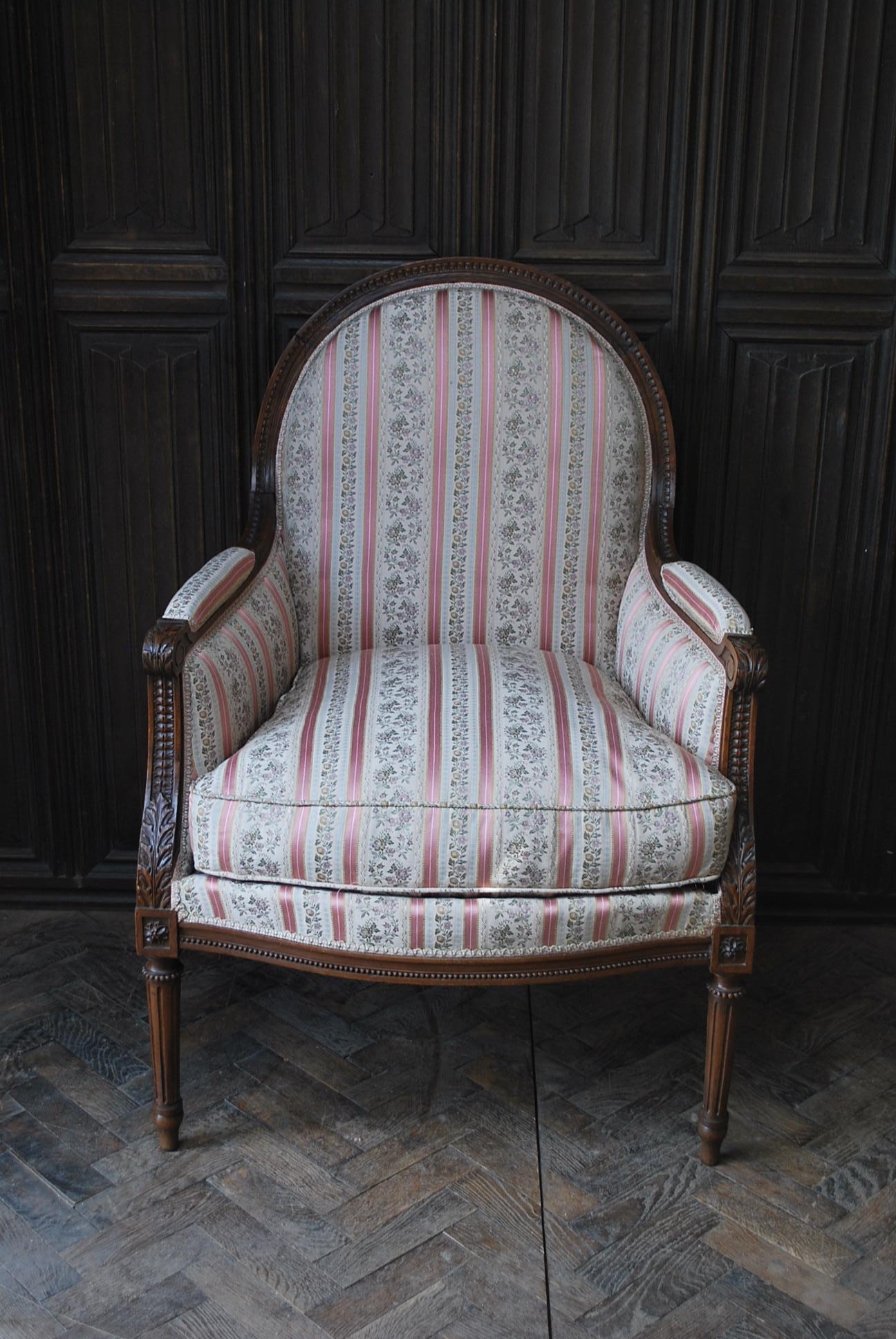 Walnut Antique Oversized French Armchair For Sale