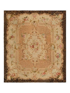 Antique Oversized French Aubusson Floral Rug with Medallion Design - Rug & Kilim
