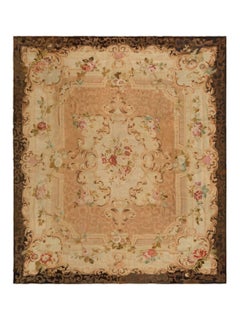 Antique Oversized French Aubusson Floral Rug with Medallion Design - Rug & Kilim