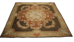 Antique Oversized French Aubusson Square Rug in Floral Medallion - Rug & Kilim