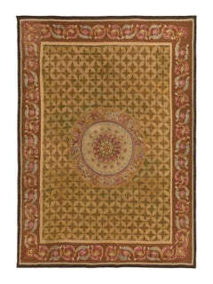 Antique Oversized French Charles X Aubusson Rug Floral Medallion - Rug & Kilim