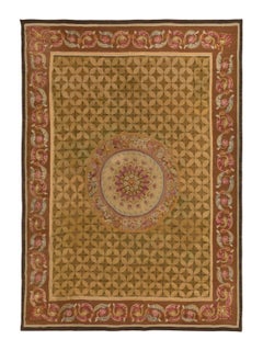 Antique Oversized French Charles X Aubusson Rug Floral Medallion - Rug & Kilim