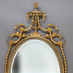 Antique French Giltwood Oversized Wall Mirror with Silver Embellishments (miroir surdimensionné en bois doré avec ornements en argent)