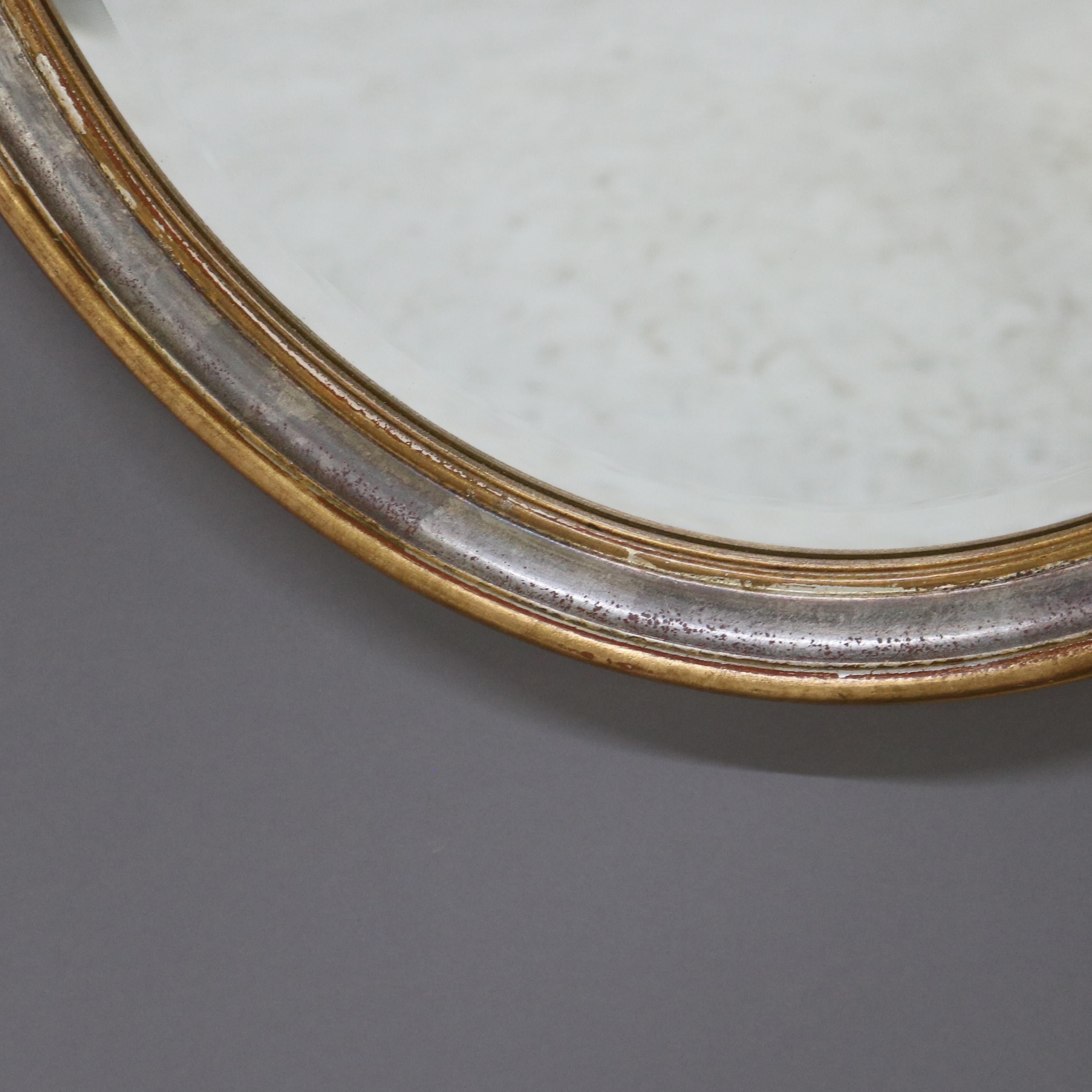 Antique Oversized French Giltwood Wall Mirror with Silver Embellishments For Sale 1