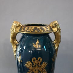 Antique Oversized French Limoges Figural Gilt Porcelain Vases, Jacob Petit