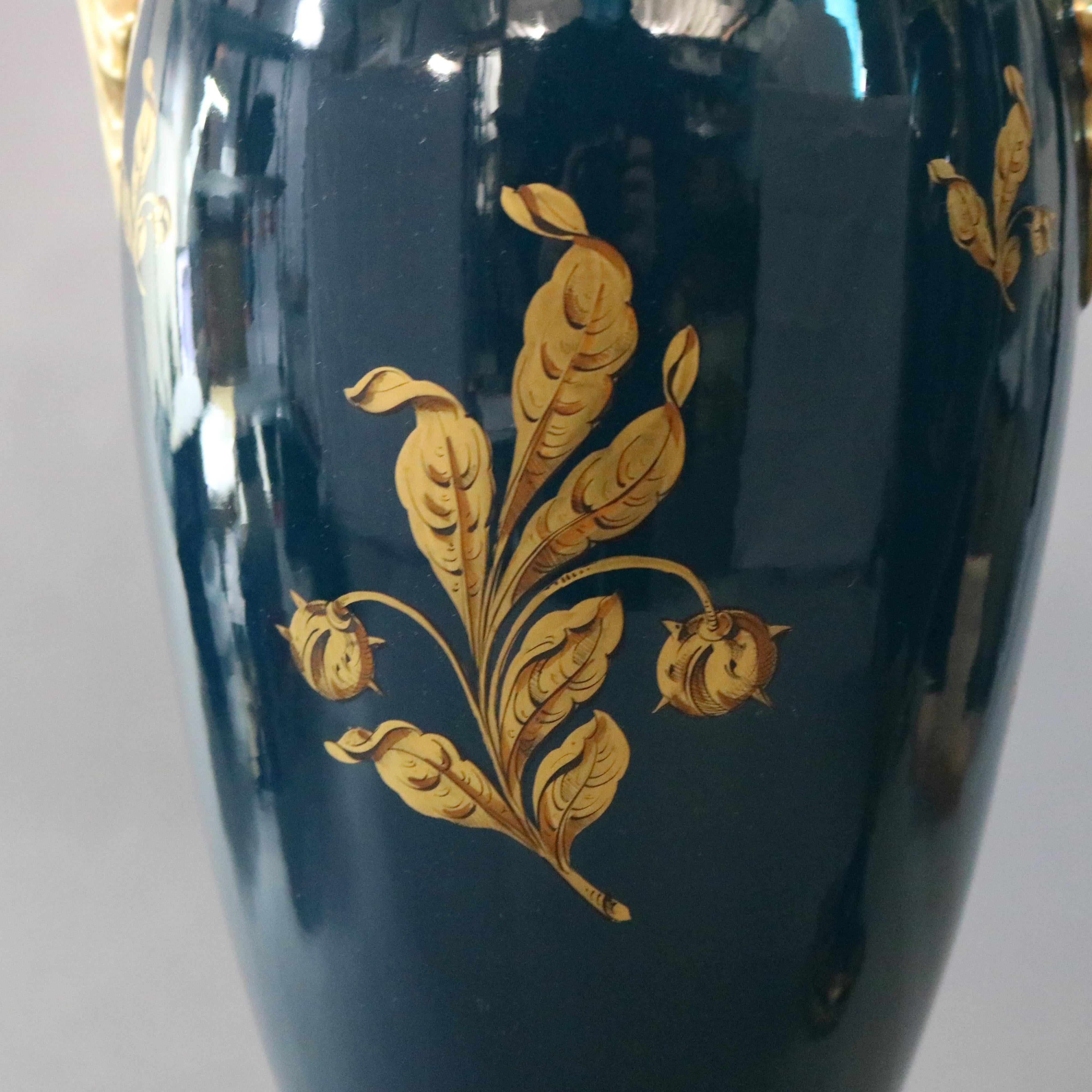 Antique Oversized French Limoges Figural Gilt Porcelain Vases, Jacob Petit 1