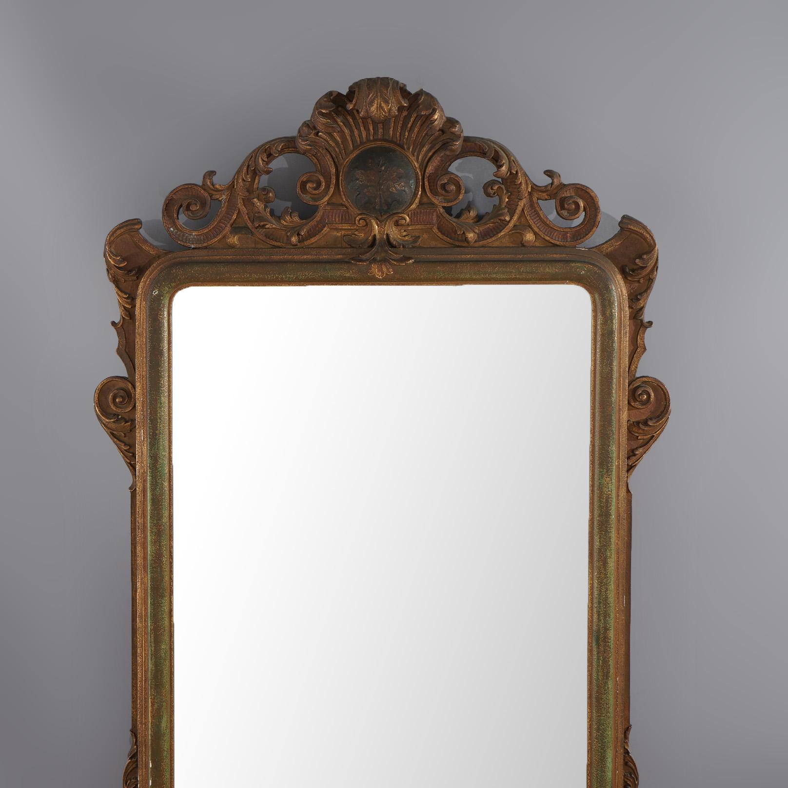 Antique Oversized French Louis XVI Giltwood Mirror C1920 In Good Condition For Sale In Big Flats, NY