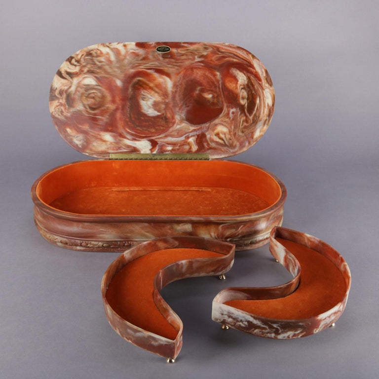 Antique Oversized HandCarved Incolay Stone Classical Cameo Jewelry Box