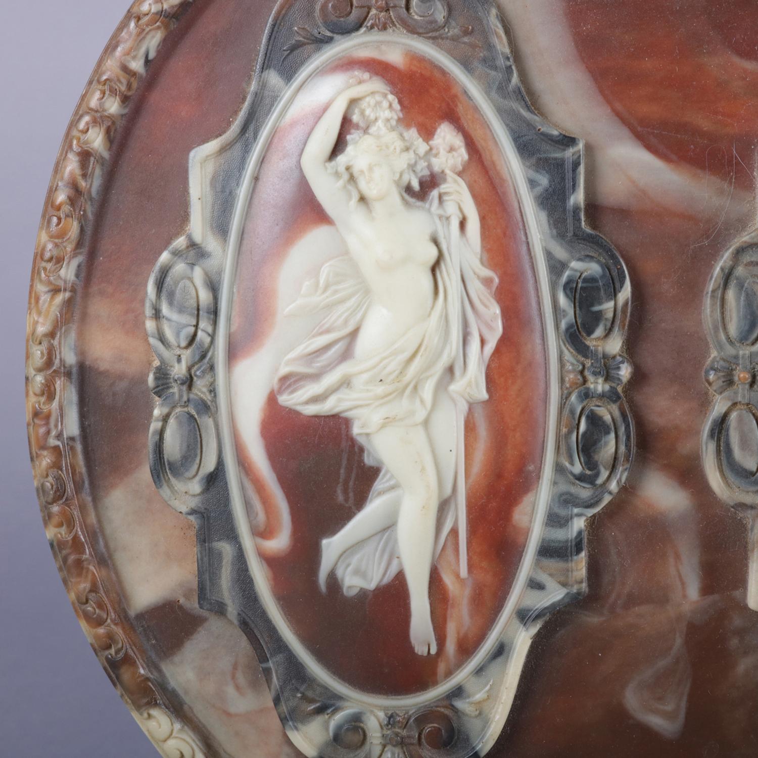 Classical Greek Antique Oversized Hand-Carved Incolay Stone Classical Cameo Jewelry Box